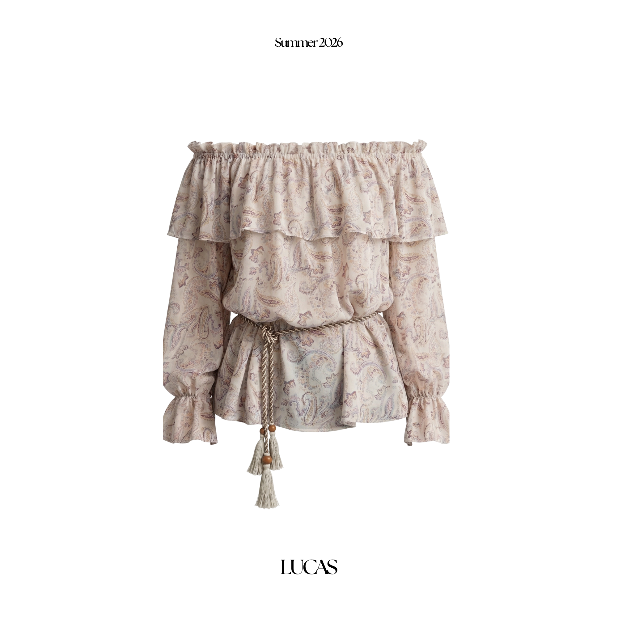 Áo sơ mi trễ vai voan hoa bèo ngực + belt tết, hạt gỗ_thumbnail_1