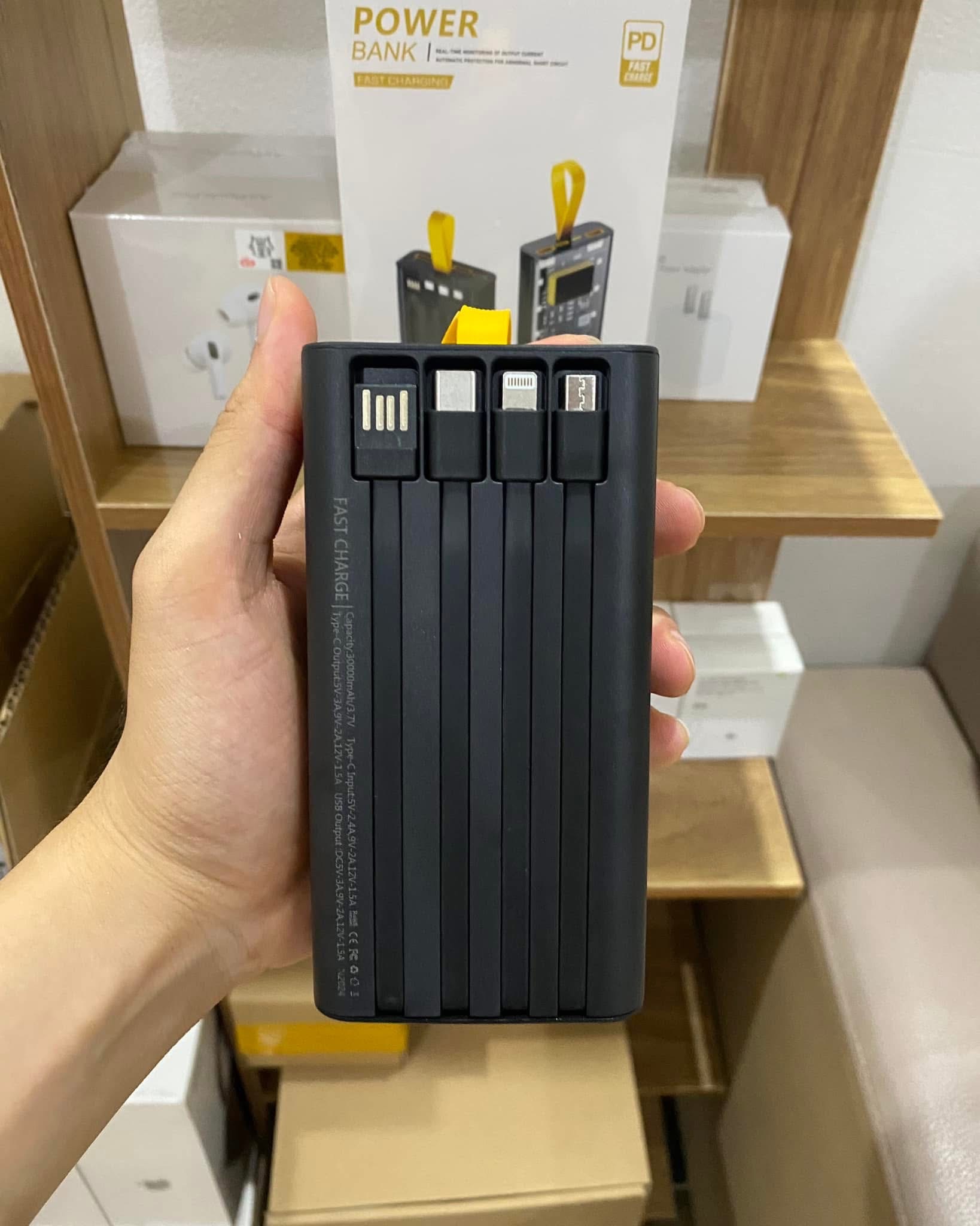 Sạc Dự Phòng 30000MAH Sạc Nhanh PD120W/20W Trong Suốt Tích Hợp 4 Dây Sạc