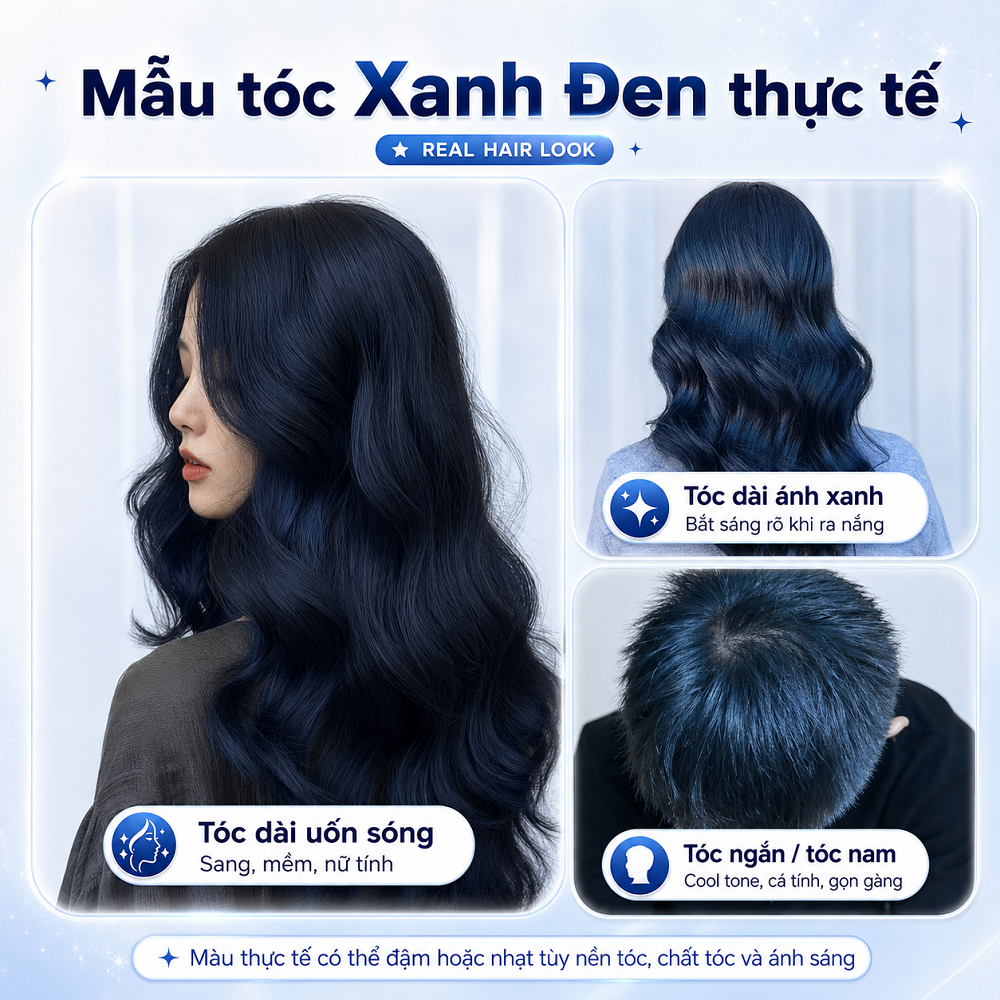 Thuốc Nhuộm Tóc Xanh Đen Blue Black Không Cần Tẩy, Lên Màu Từ Nền Tóc Đen Tự Nhiên, Kèm Oxi_thumbnail_6