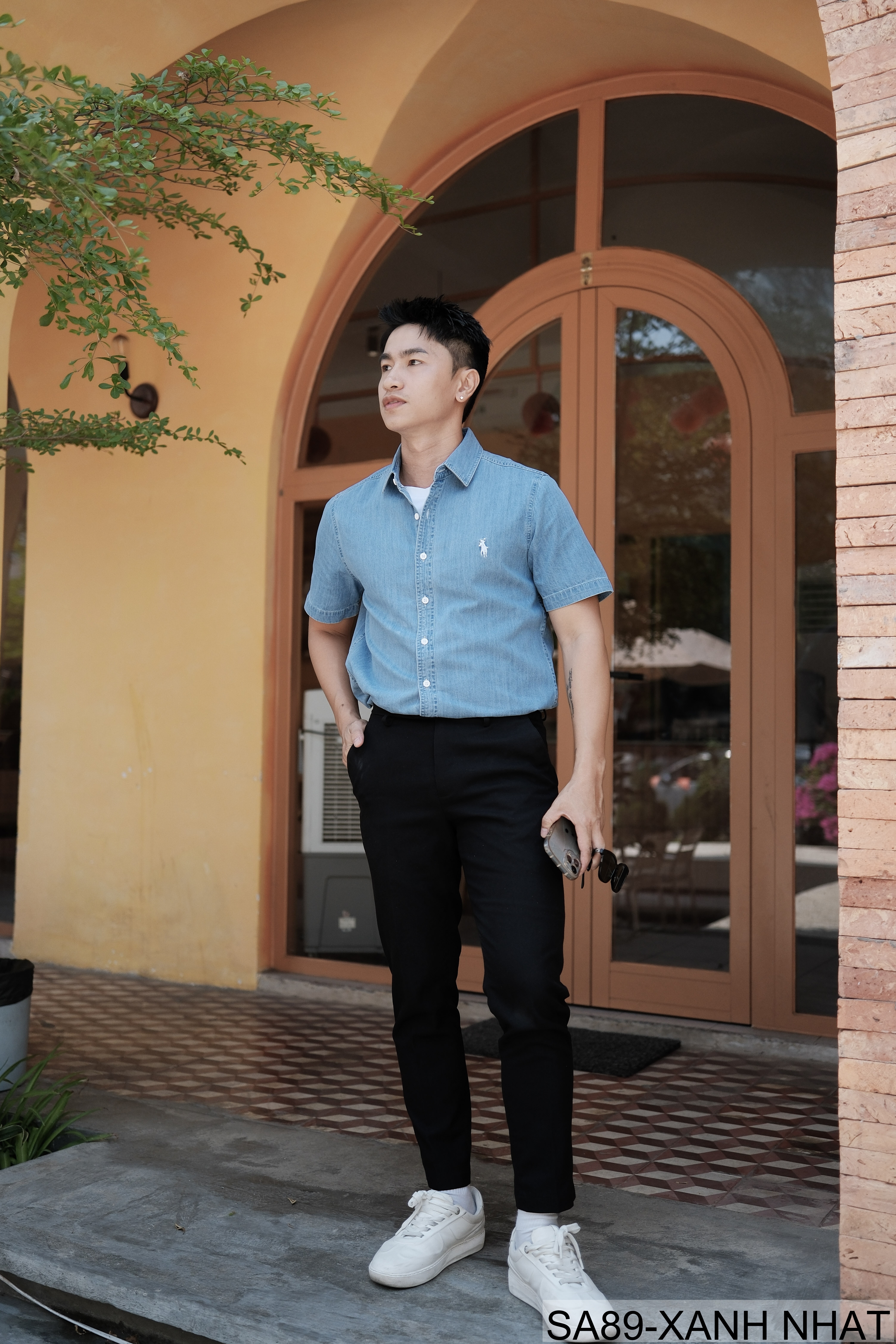 SA89 - Áo sơ mi denim nam tay ngắn phong cách Nhật Bản, chất cotton mềm mại, form rộng thoải mái_thumbnail_7