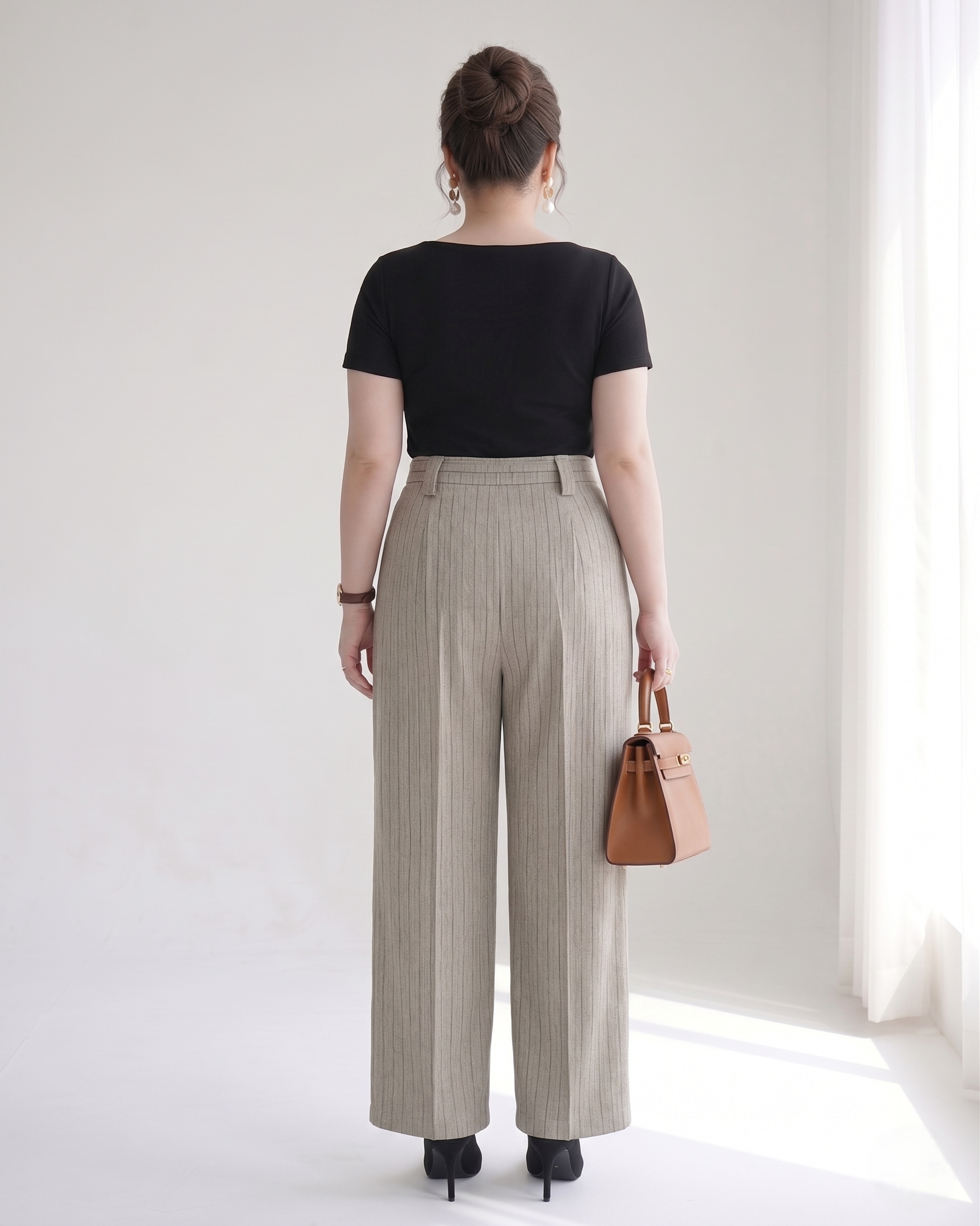 Quần Suông Dài Sọc Bigsize Lưng Cao Ống Rộng Phối Dây Gọn Chân - Kem - Vừa 55-95kg - V-QD039_thumbnail_2