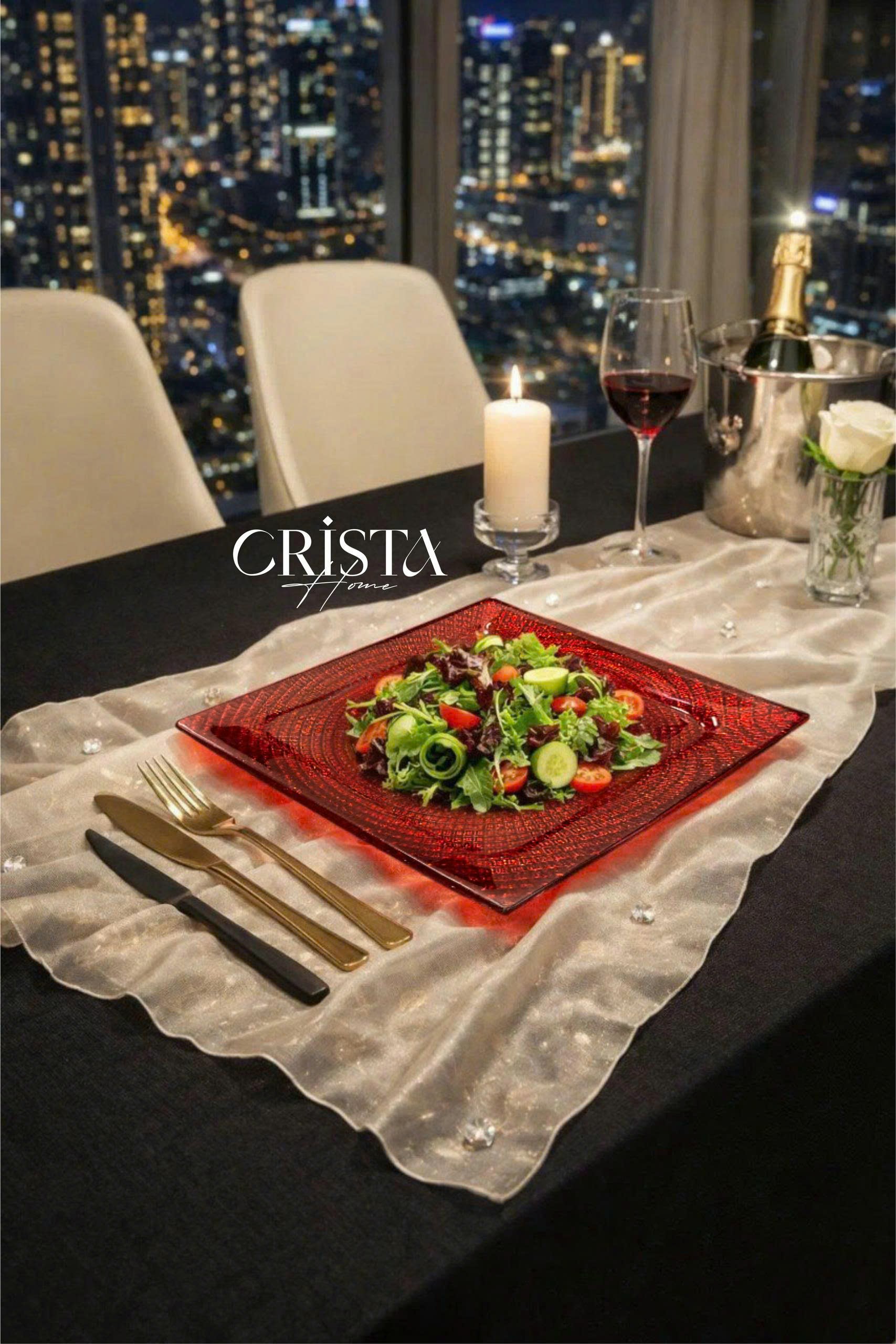 Bộ 2 đĩa thủy tinh vân lưới vuông 24cm + 27.5cm CRISTA HOME, 60227_thumbnail_14