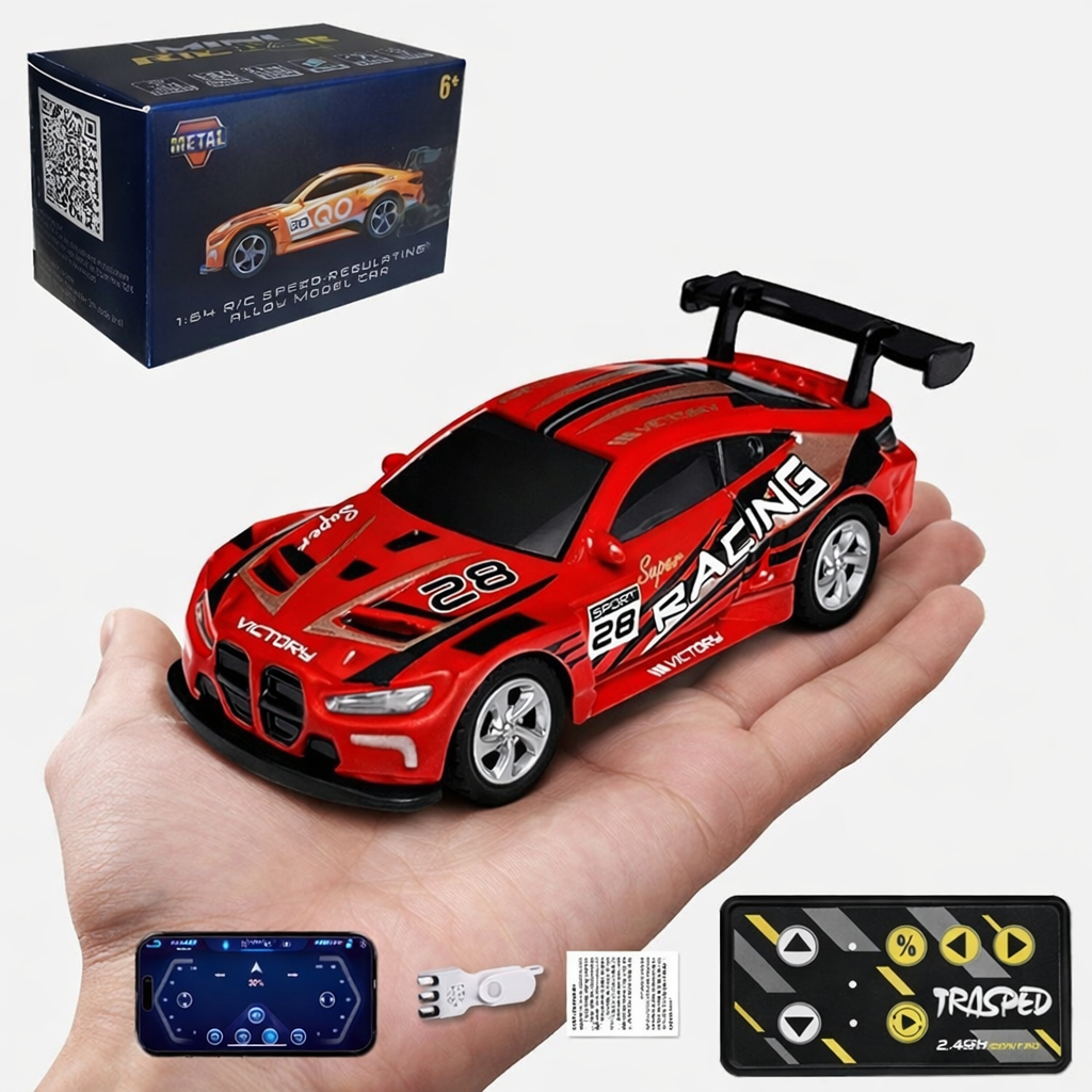 Xe Điều Khiển Từ Xa Mini BMVV M4 1:64 Vỏ Kim Loại, Kết Nối Điện Thoại, Đèn LED Trước Sau, Sạc USB 2.4GHz 359BM