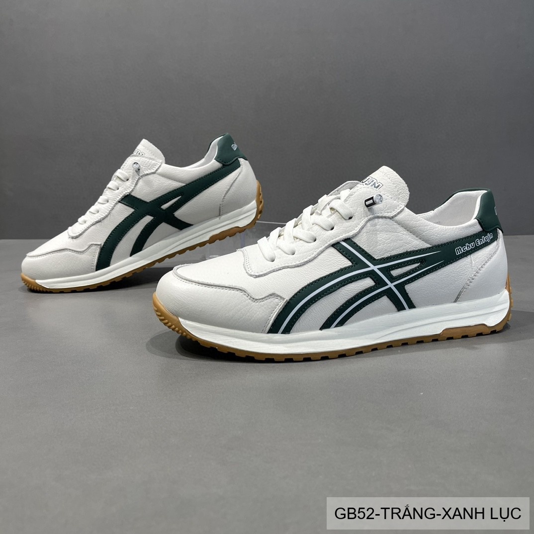 GB52 - Giày nam da thật phong cách Hàn Quốc, phối màu trắng xanh lục và trắng đen, đế bằng êm chân_thumbnail_7