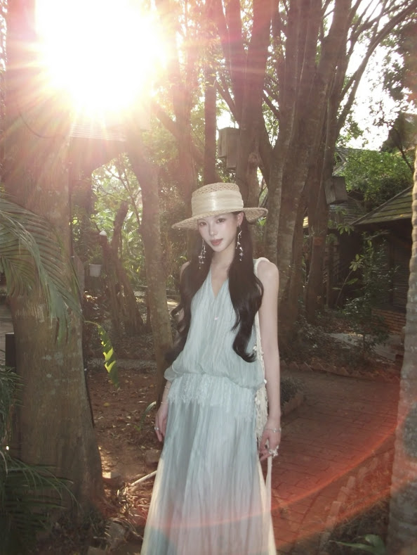 Lucas - Set áo voan tơ zile cổ tim + chân váy xòe dáng maxi_thumbnail_1