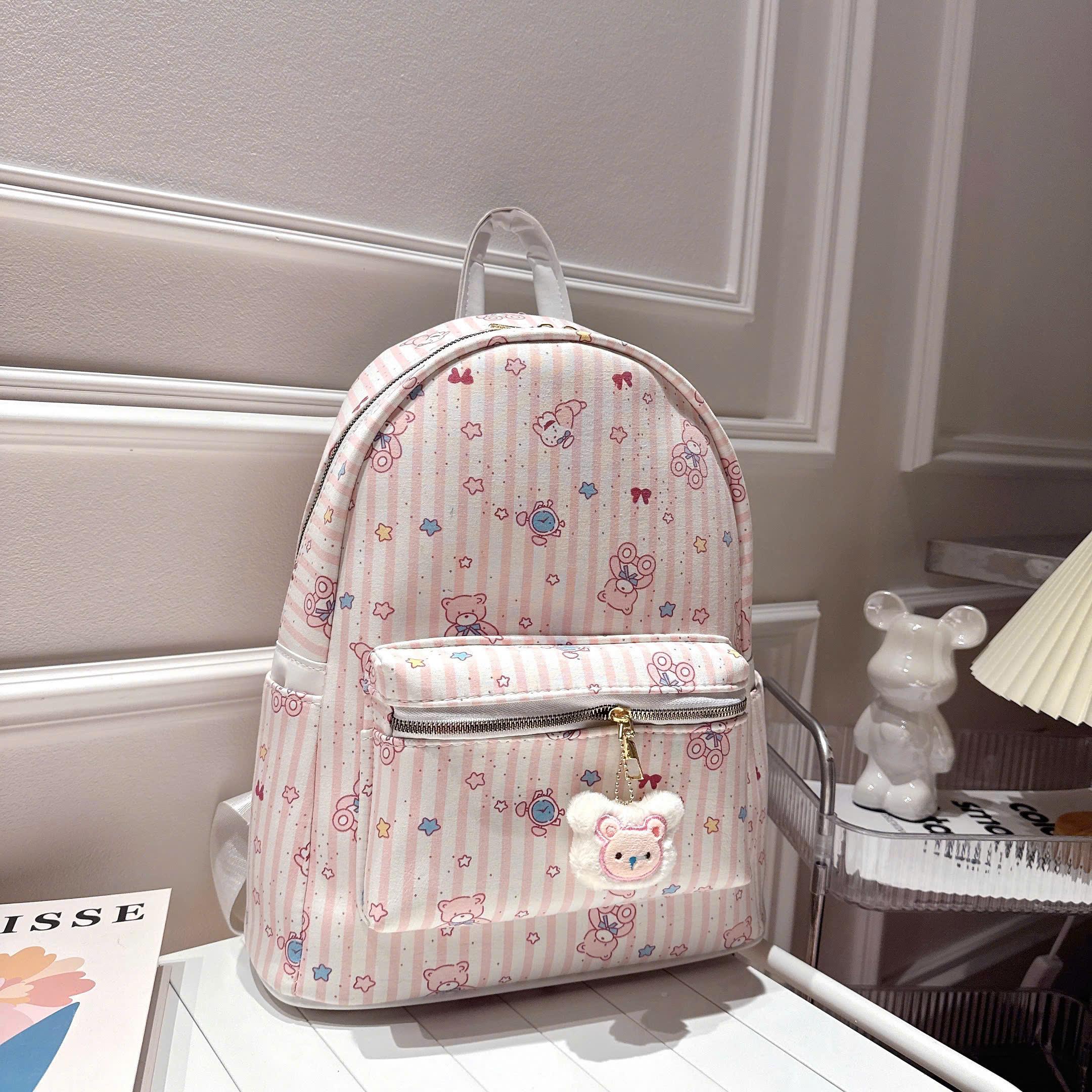 ( Tặng Kèm Treo ) Balo To, Balo Đi Học Đi Làm Hoạ Tiết Kitty Gấu Size 40 Vừa A4 Kiểu Dáng Thời Trang Cute BL035_thumbnail_1