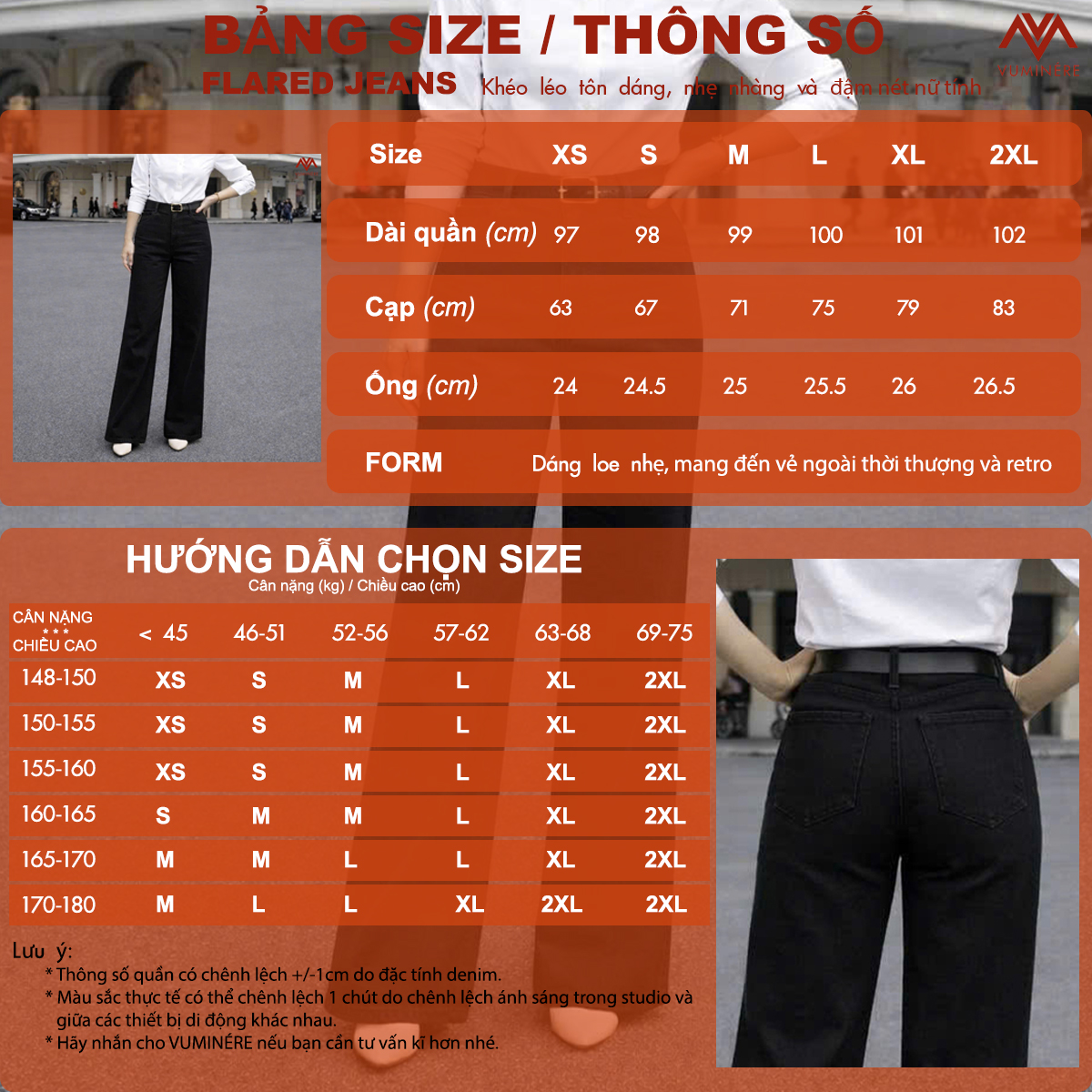 Quần Jeans nữ VUMINÉRE - Flared Jeans dáng loe nhẹ, mang đến vẻ ngoài thời thượng và Retro_thumbnail_2