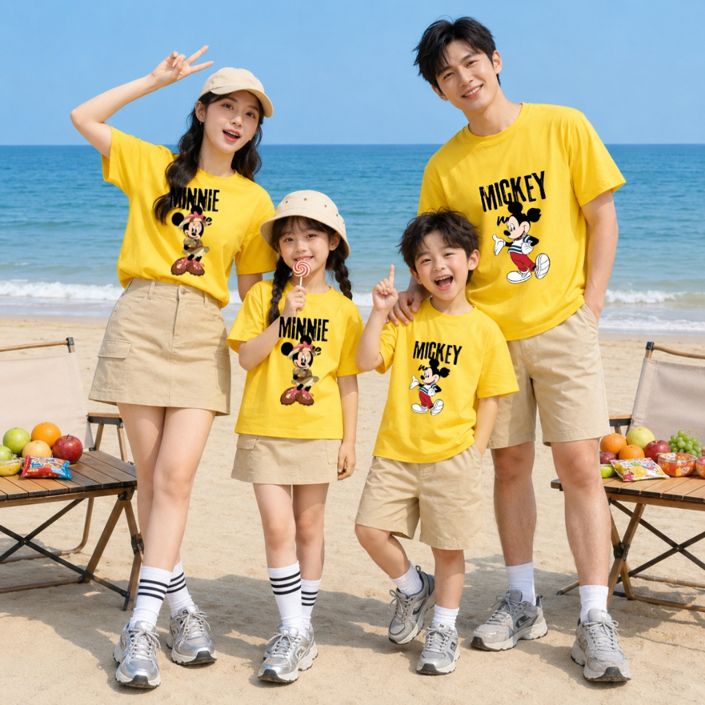 Áo phông gia đình 3,4,5 người in Mickey- Minnie- Áo đồng phục gia đình chất liệu thun cotton size 15-82kg – Mã GĐ022_thumbnail_2