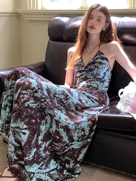 Lucas - Váy yếm dáng maxi vải loang xanh_thumbnail_2