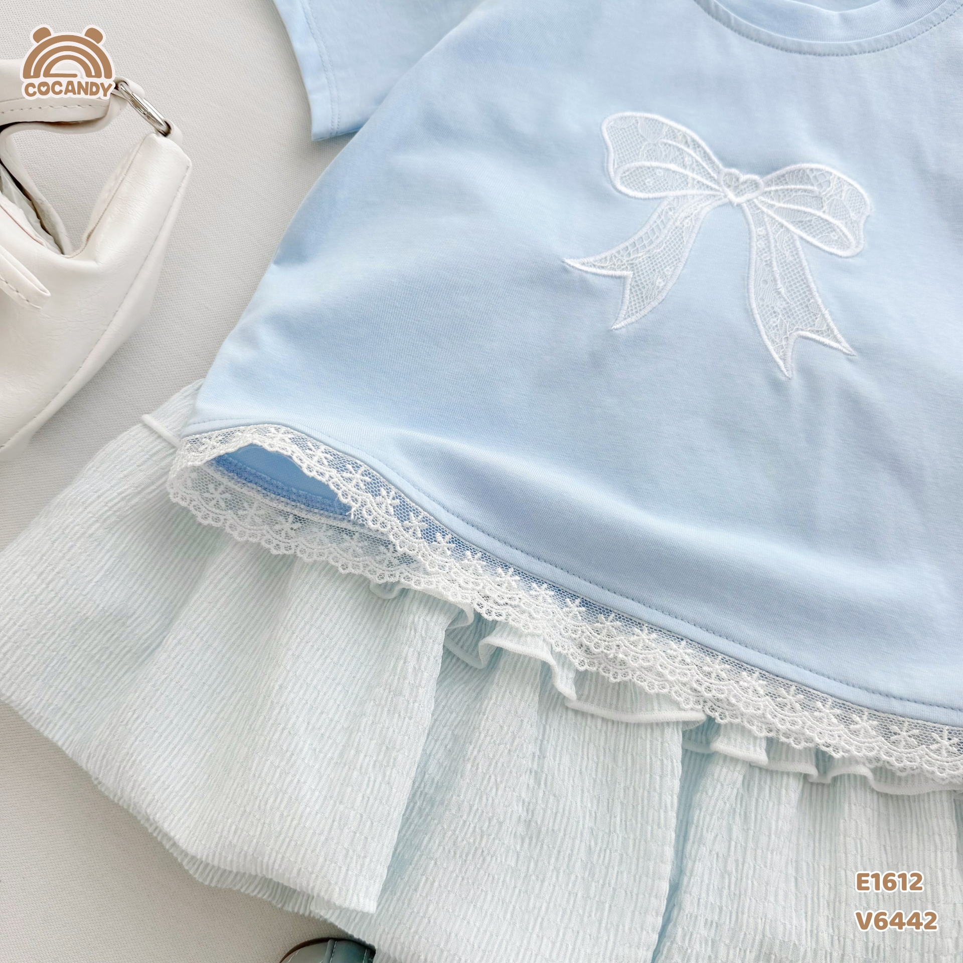 Áo cộc cotton XANH thêu nơ_thumbnail_5