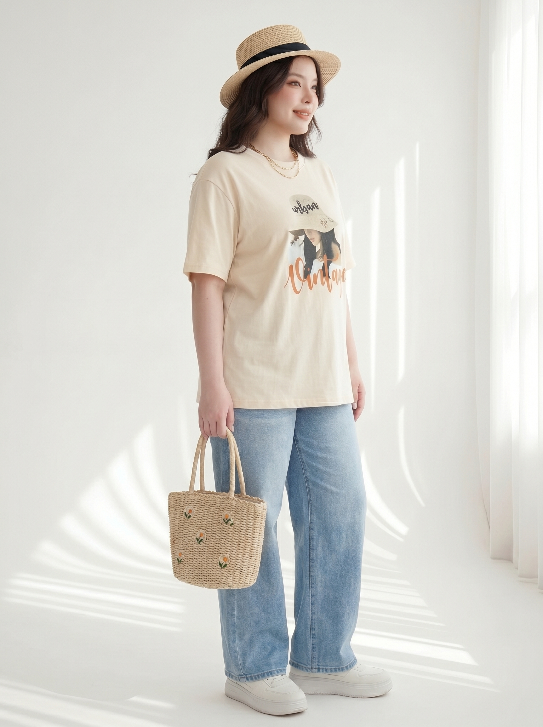 BIGSIZE NỮ - Áo thun form rộng in cô gái dành cho nàng béo 55-95kg V-AK102-3_thumbnail_2