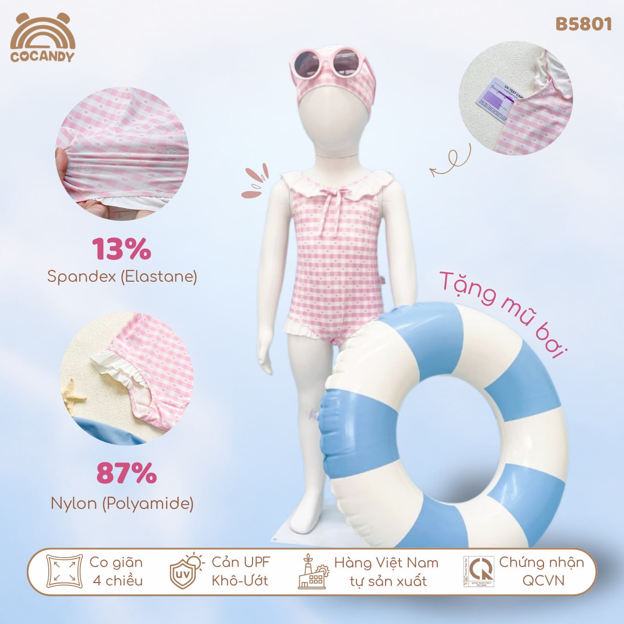 Bộ bơi caro HỒNG phối ren trắng_thumbnail_2