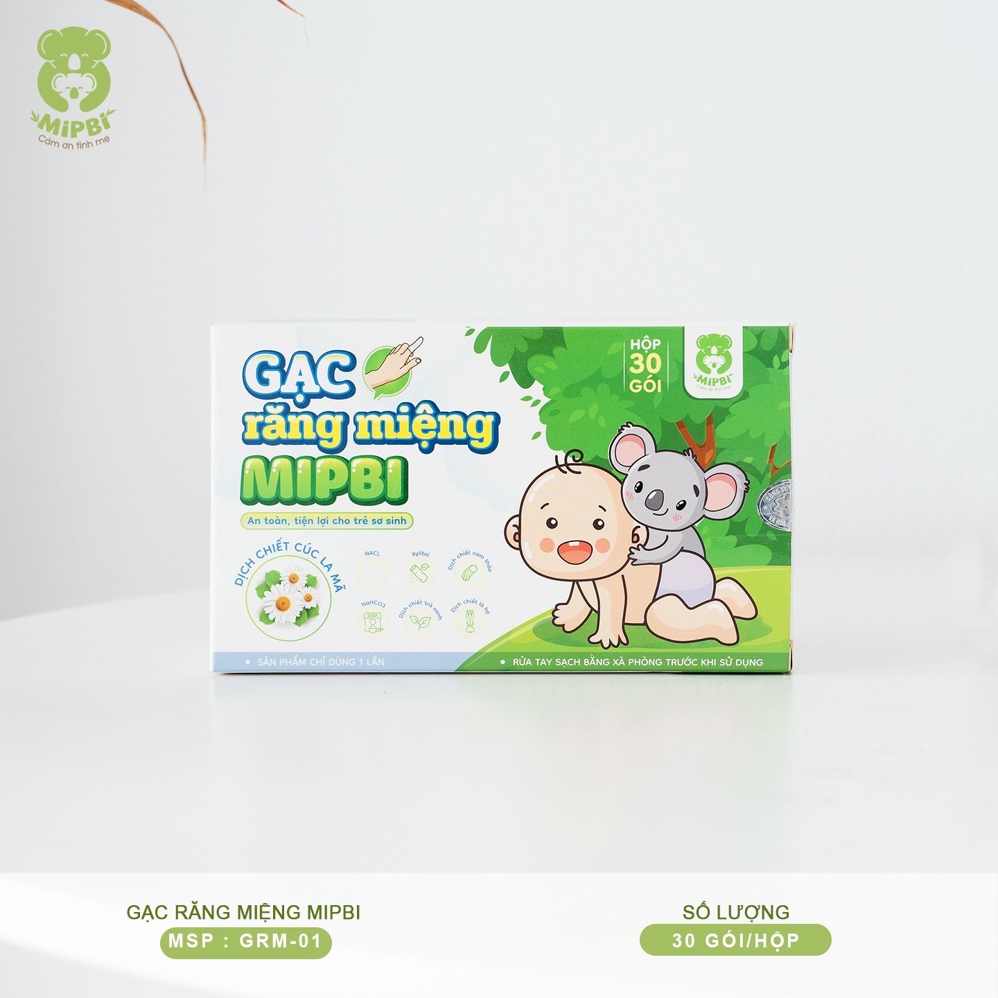 Hộp gạc rơ lưỡi ướt Mipbi (30gói/hộp)