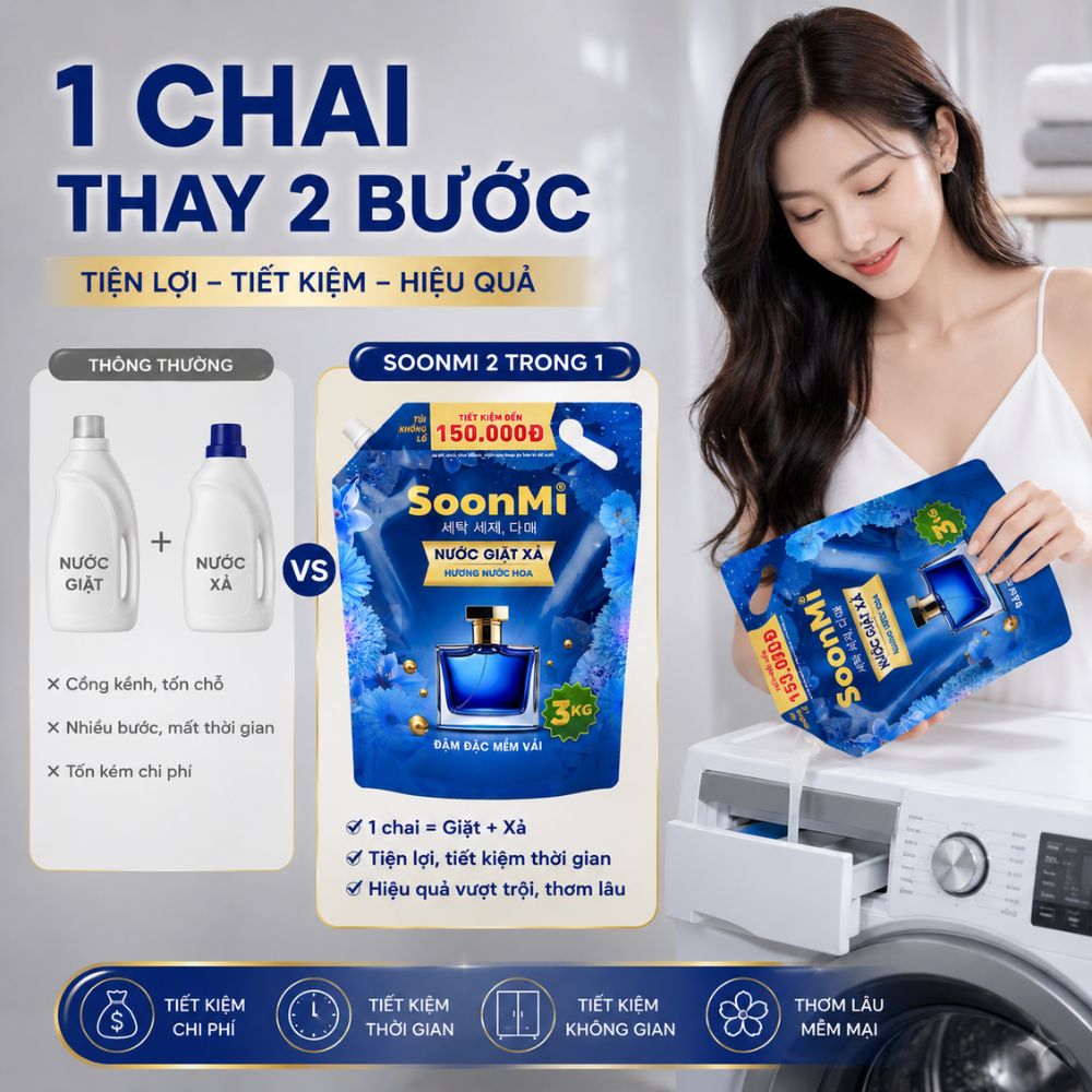 1 Thùng 3 túi Nước Giặt Xả 2 Trong 1 Soonmi 3kg_thumbnail_5