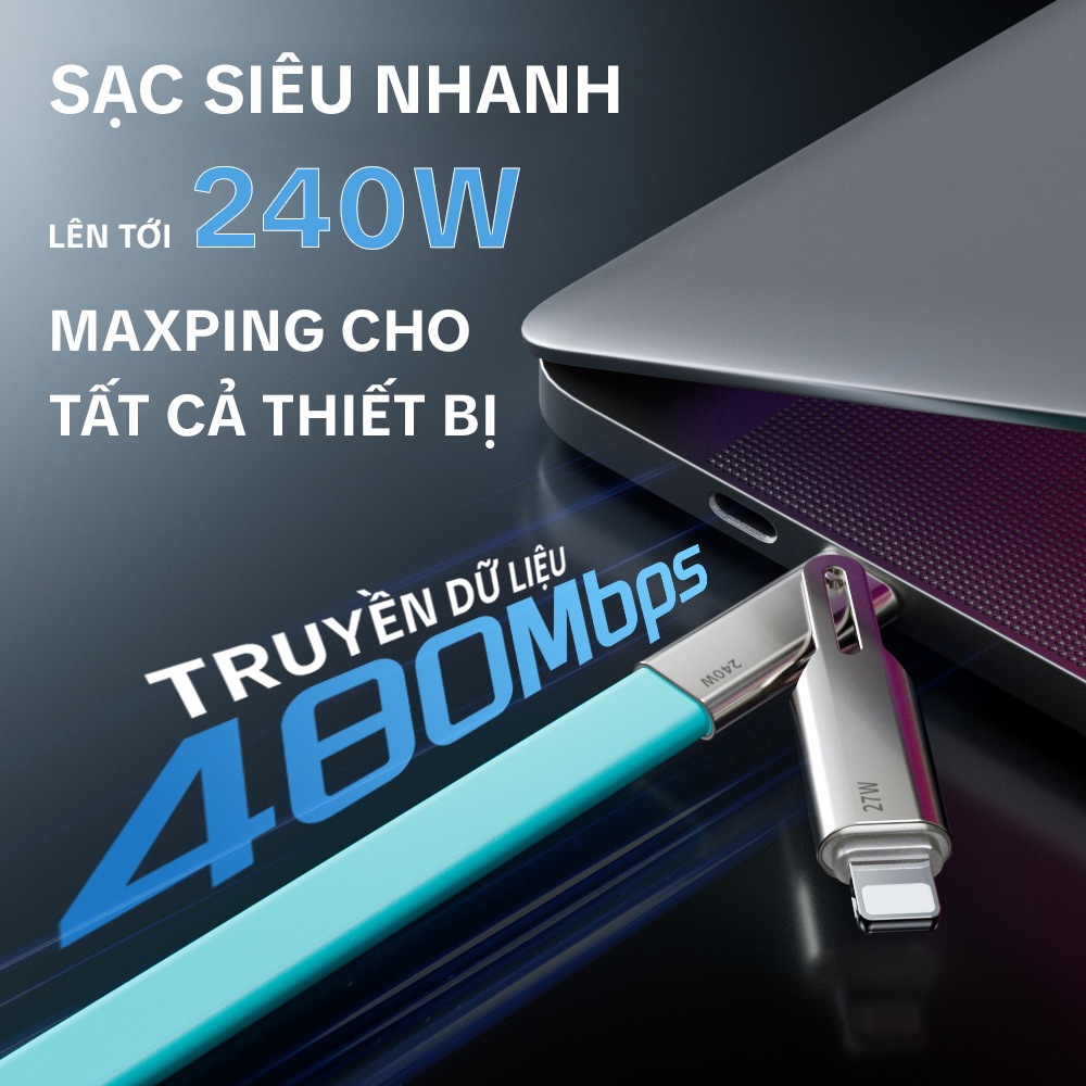 Cáp sạc nhanh DC25 240W thiết kế 2 in 1 dạng dẹt_thumbnail_5