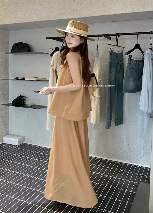 Lucas - Set áo yếm cổ cao + chân váy voan 2 lớp dáng xòe dài YJIA_thumbnail_6