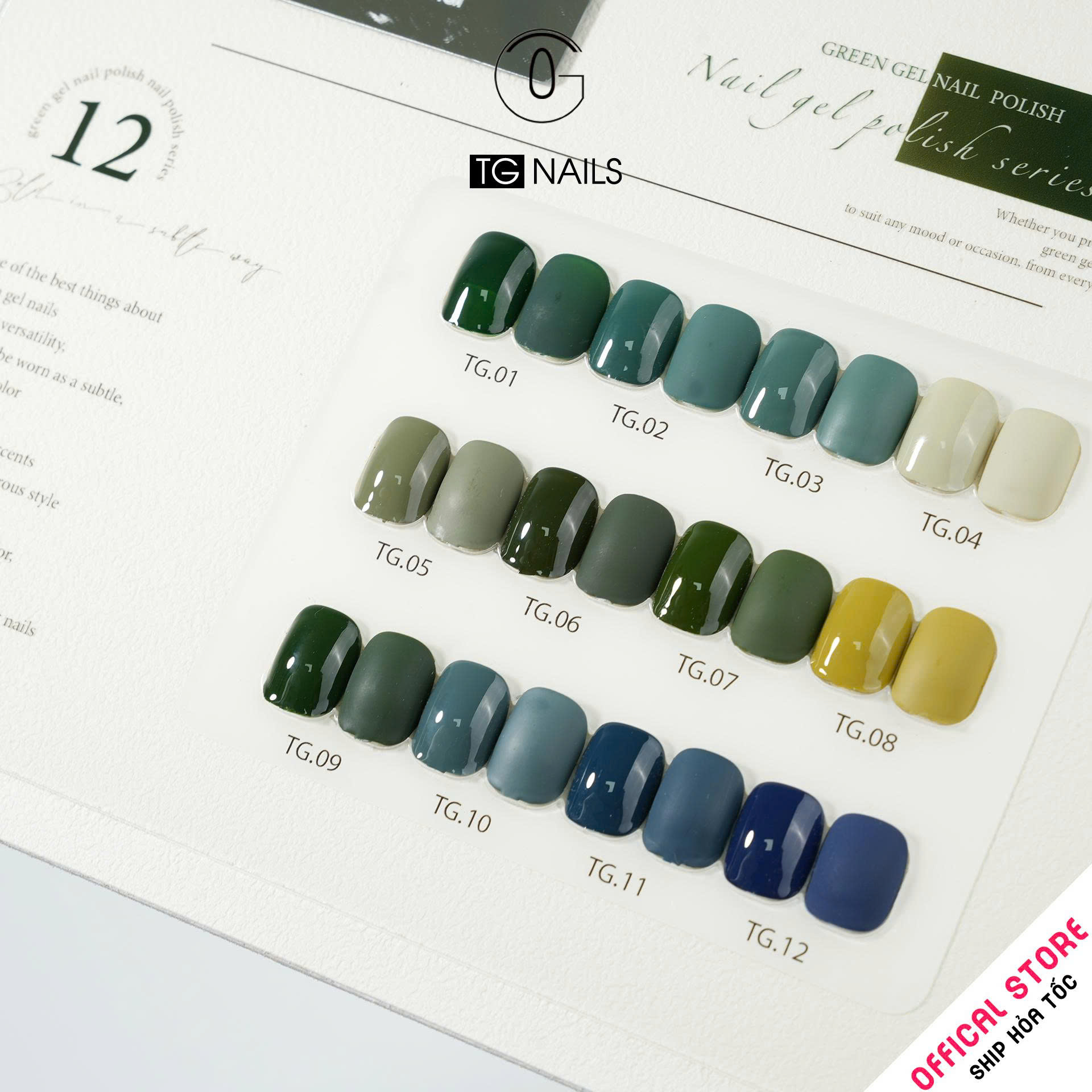 Combo 12 màu sơn gel Xanh kèm bảng màu_thumbnail_4
