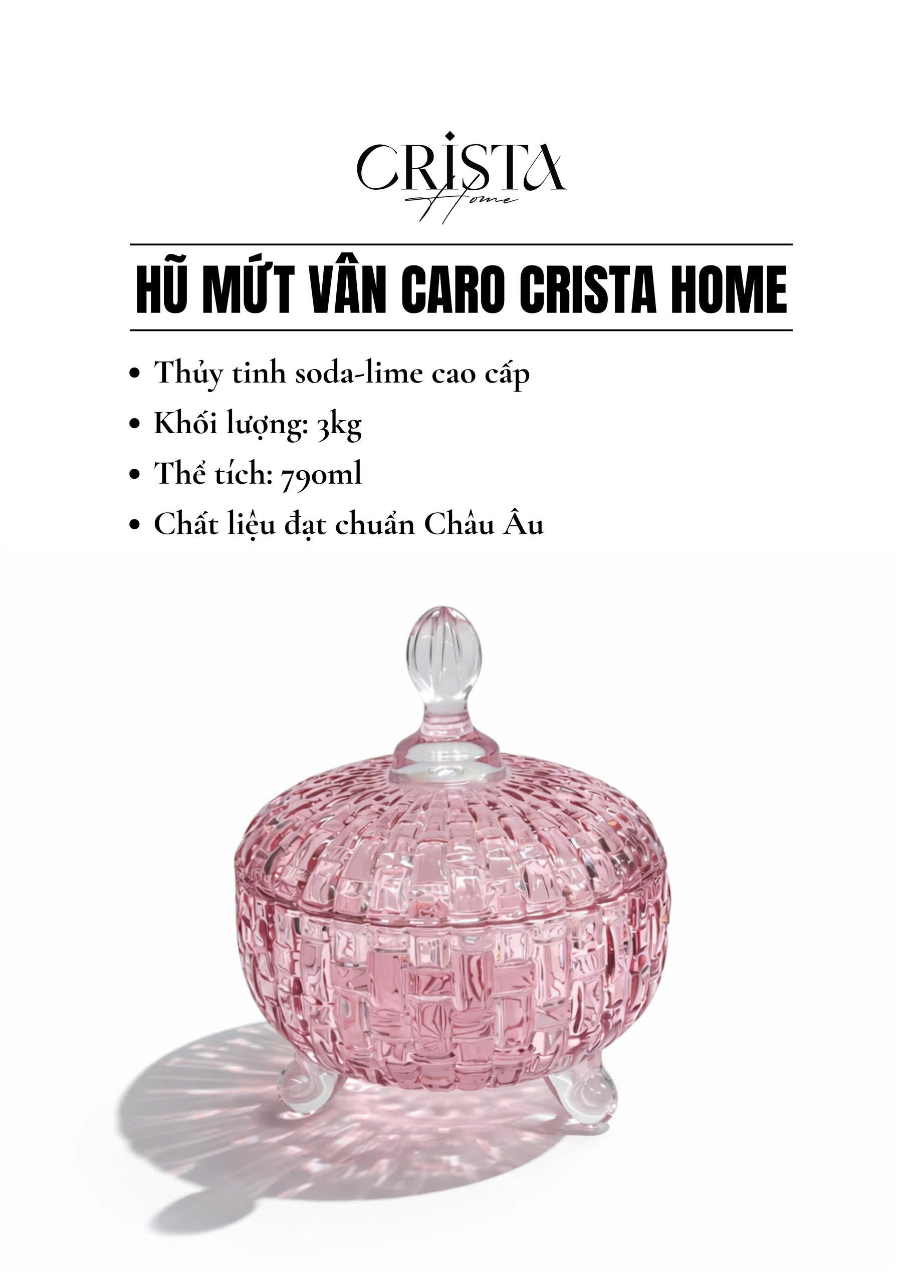 Bộ 2 hũ mứt 3 chân CRISTA HOME vân caro Size 18cm_thumbnail_17