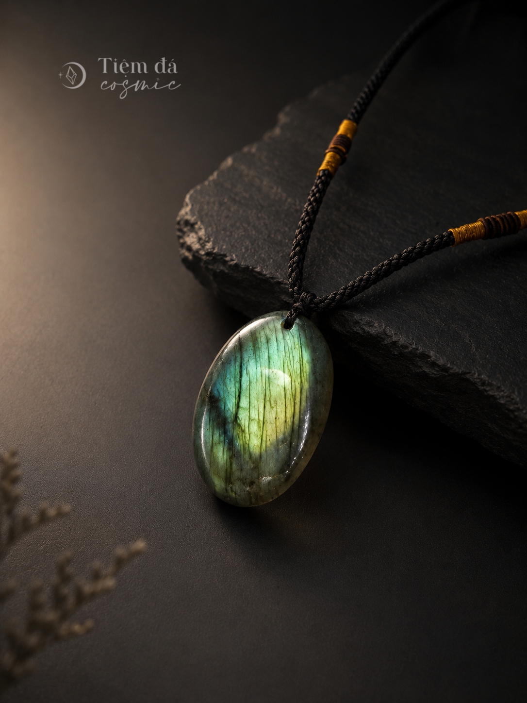 Vòng Cổ Liền Dây Labradorite / Đá Xà Cừ / Hắc Nguyệt Quang
