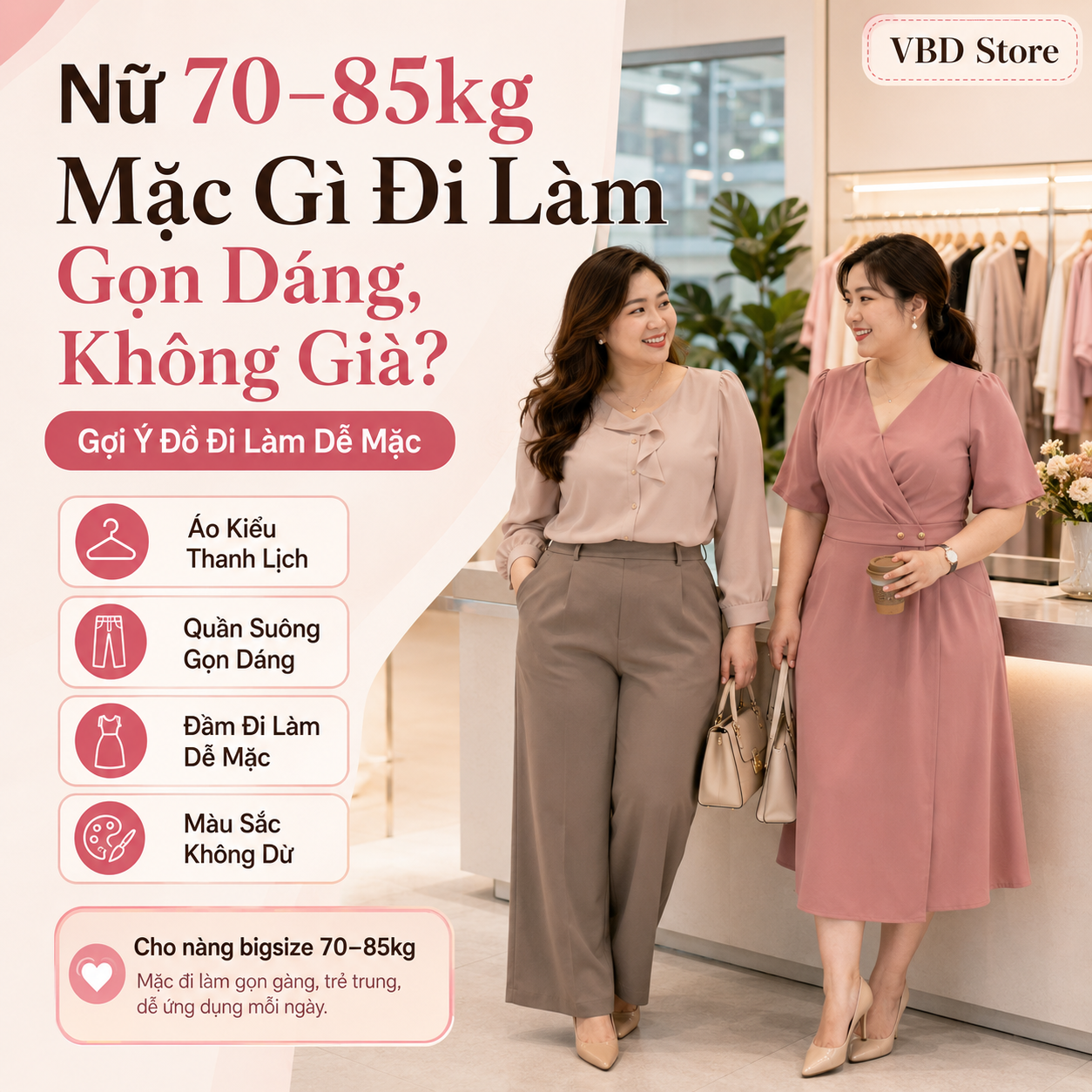 Nữ 70–85kg Mặc Gì Đi Làm Gọn Dáng, Không Già?