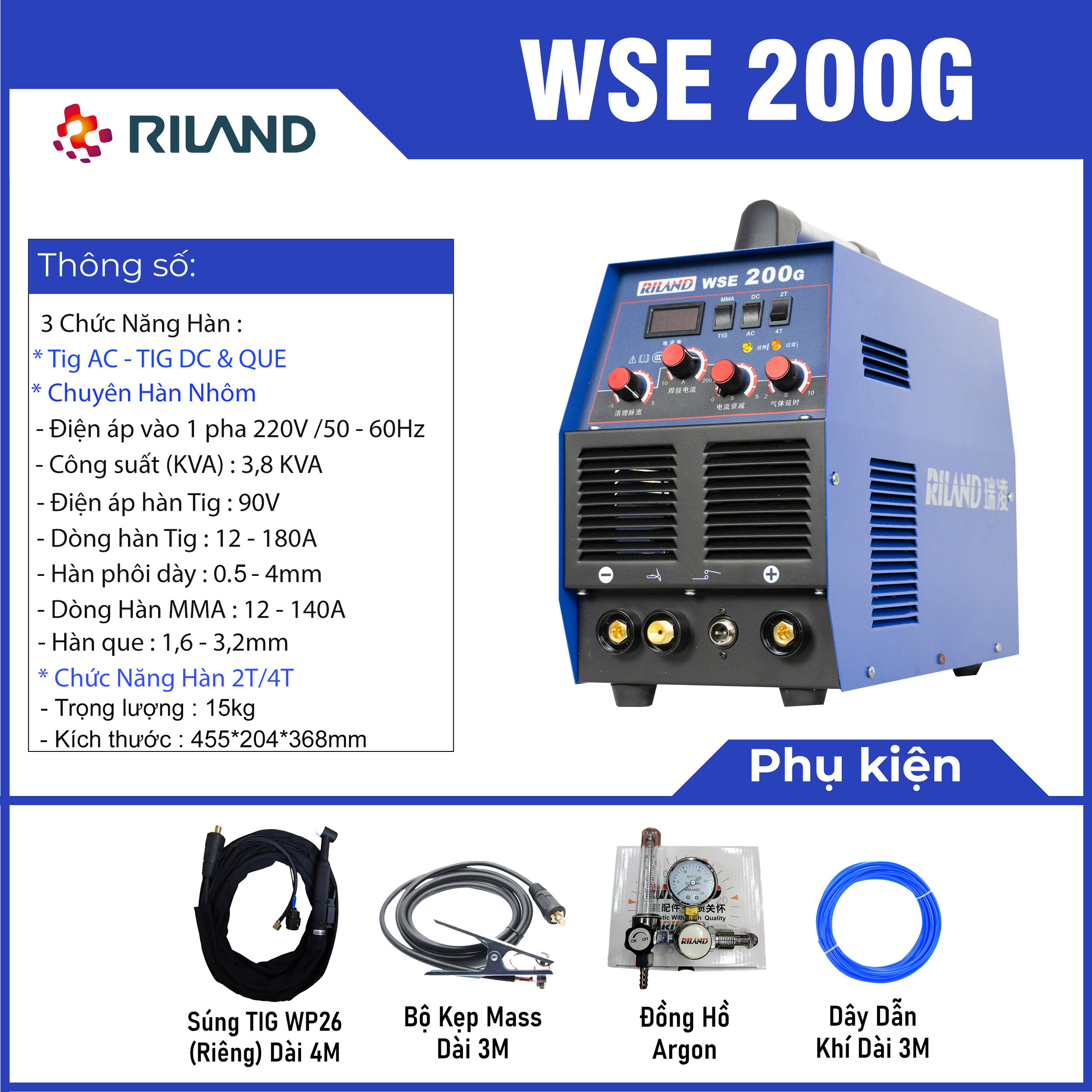 Máy hàn TIG WSE 200G- RILAND