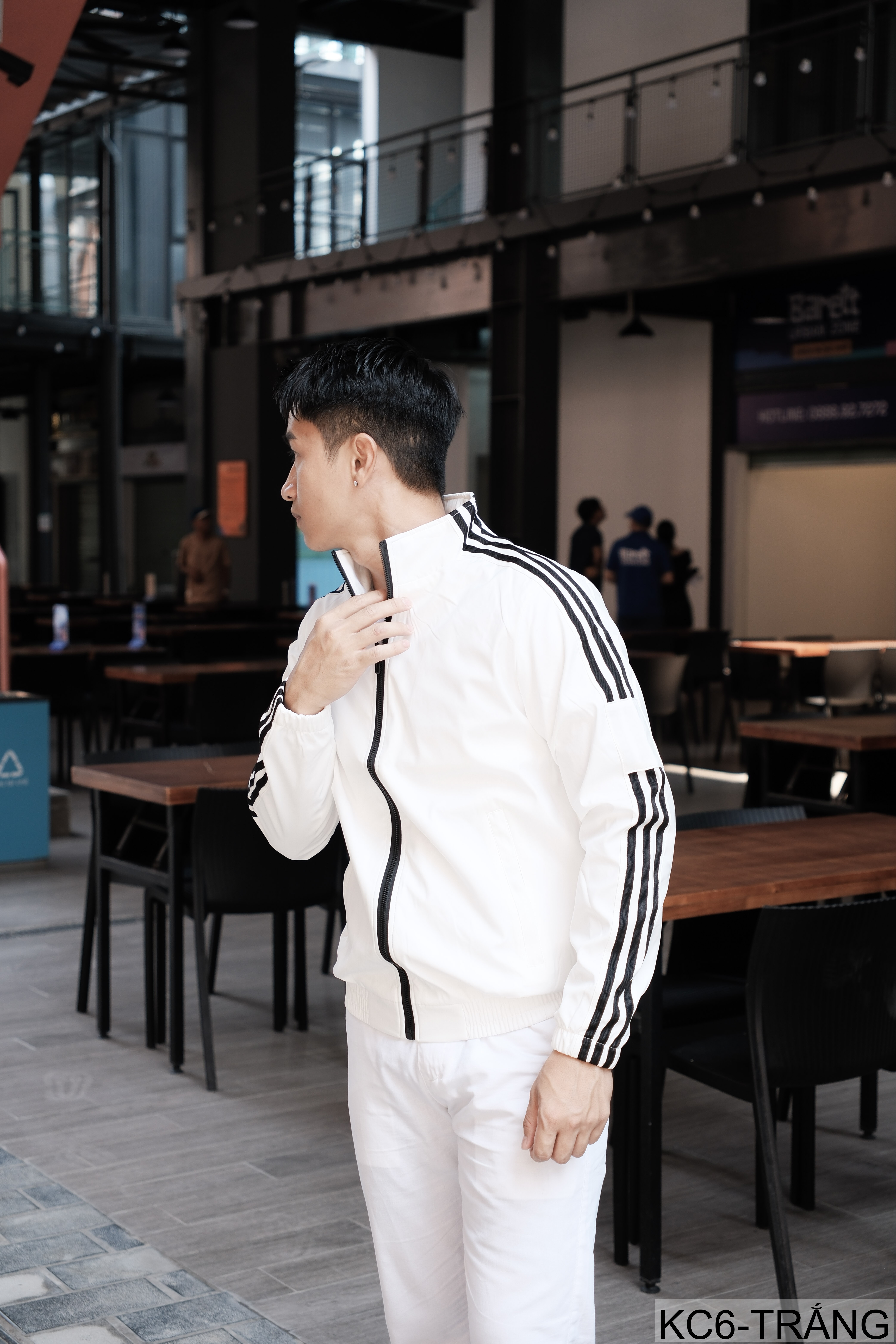 KC6 - Áo khoác nam thể thao cổ đứng tay dài chống mài mòn, thoáng khí, 3 màu trắng xanh lá đen_thumbnail_5