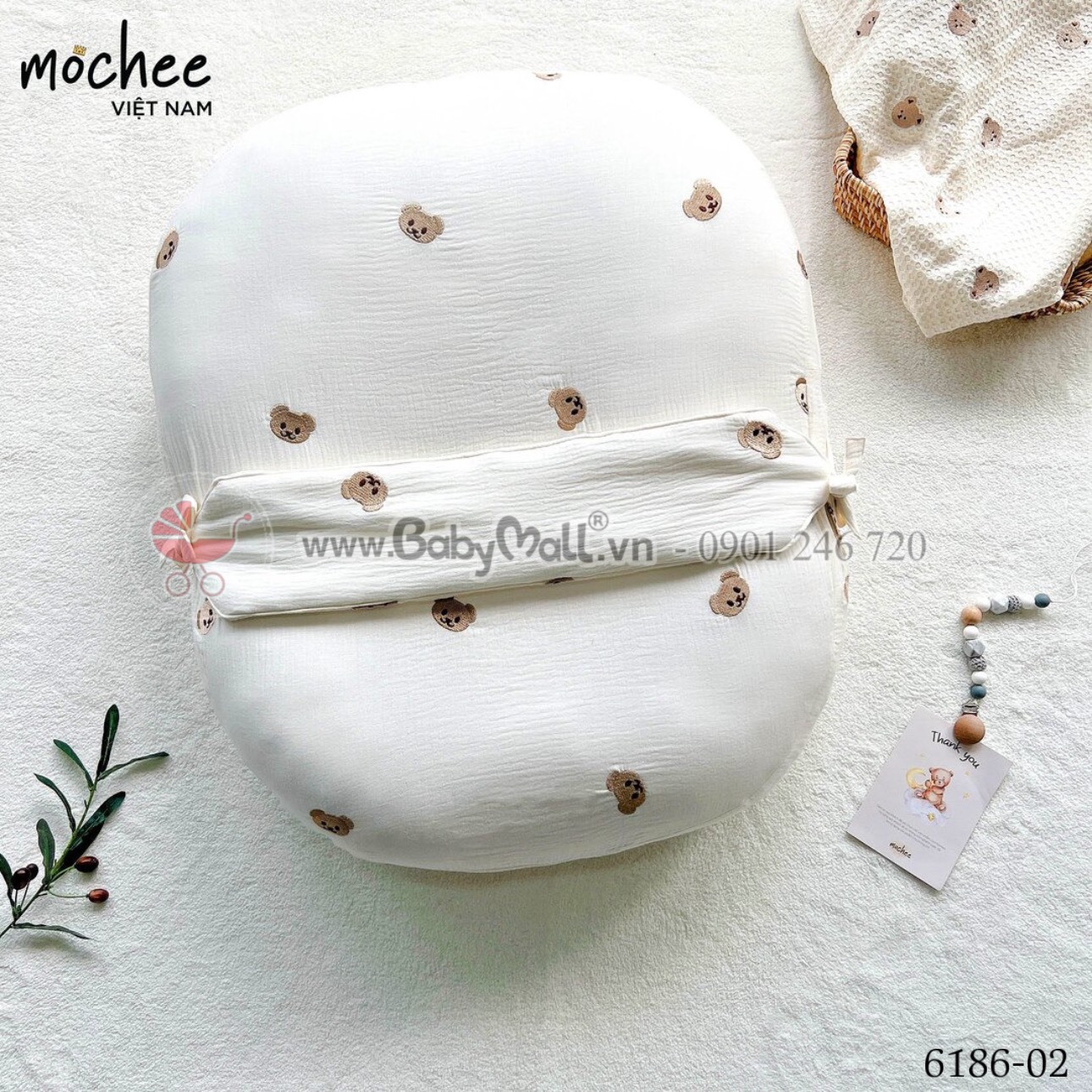 Vỏ gối chống trào Mochee - DÀI KÈM ĐAI 70*80cm