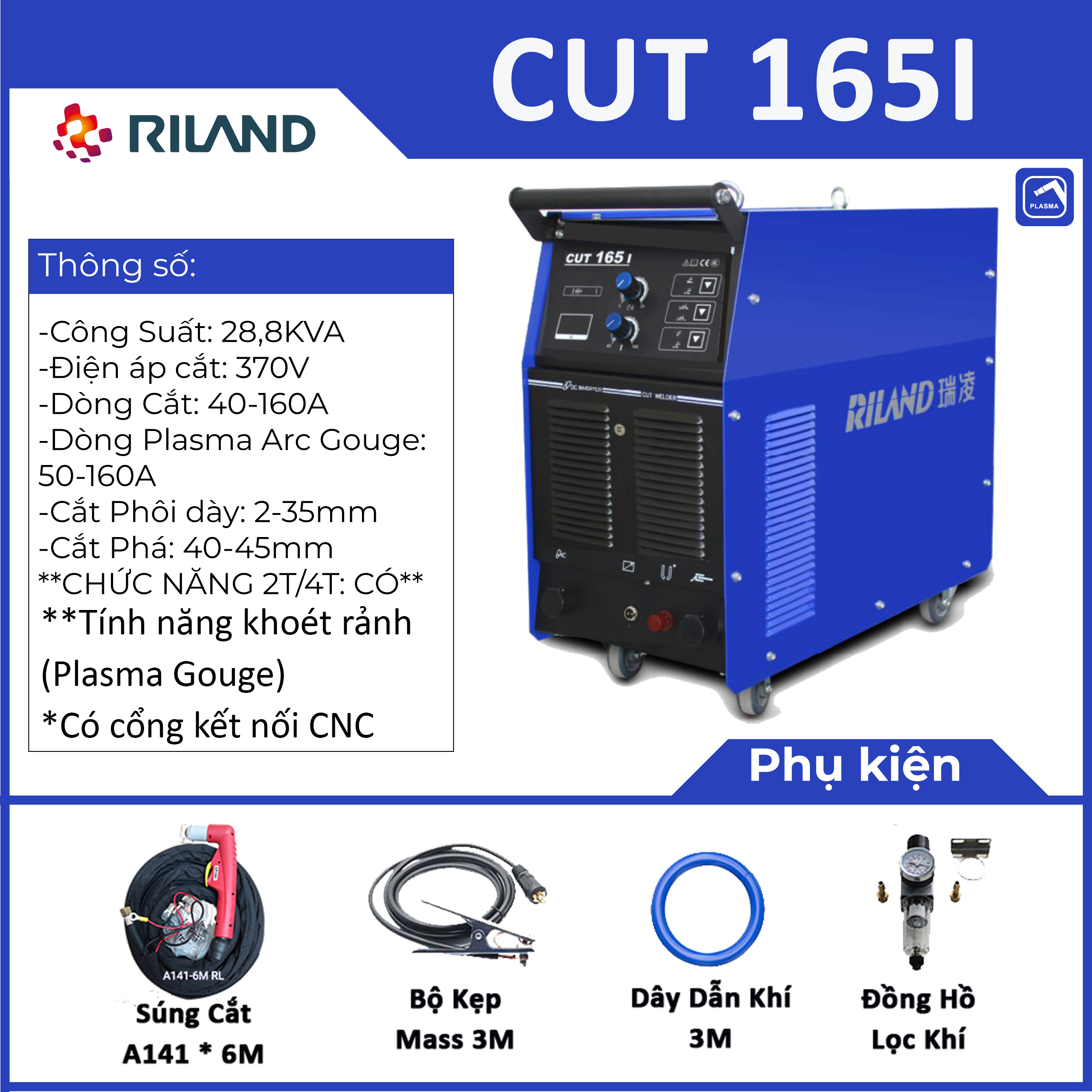 Máy cắt Plasma CUT 165I- RILAND