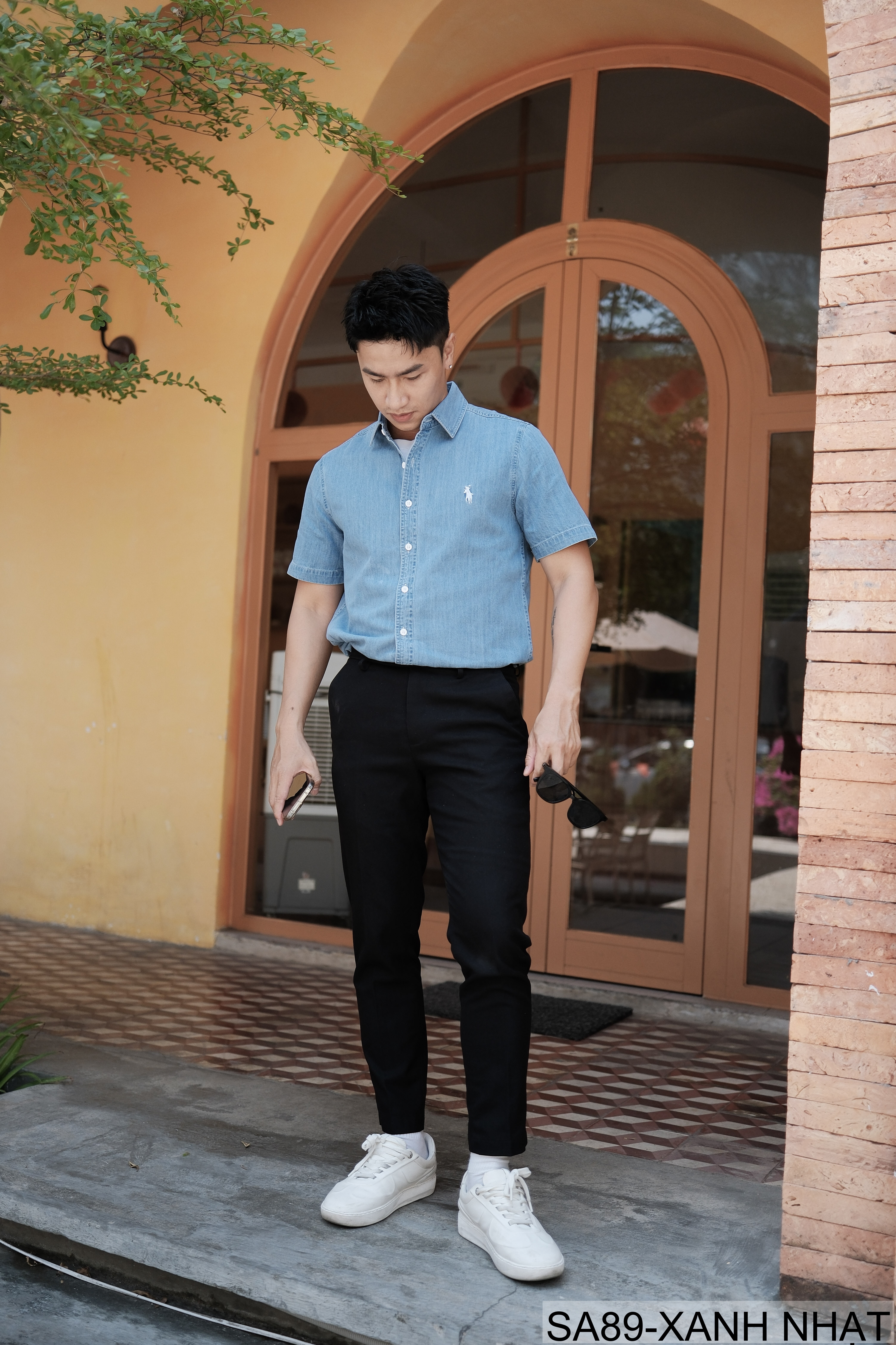 SA89 - Áo sơ mi denim nam tay ngắn phong cách Nhật Bản, chất cotton mềm mại, form rộng thoải mái_thumbnail_6