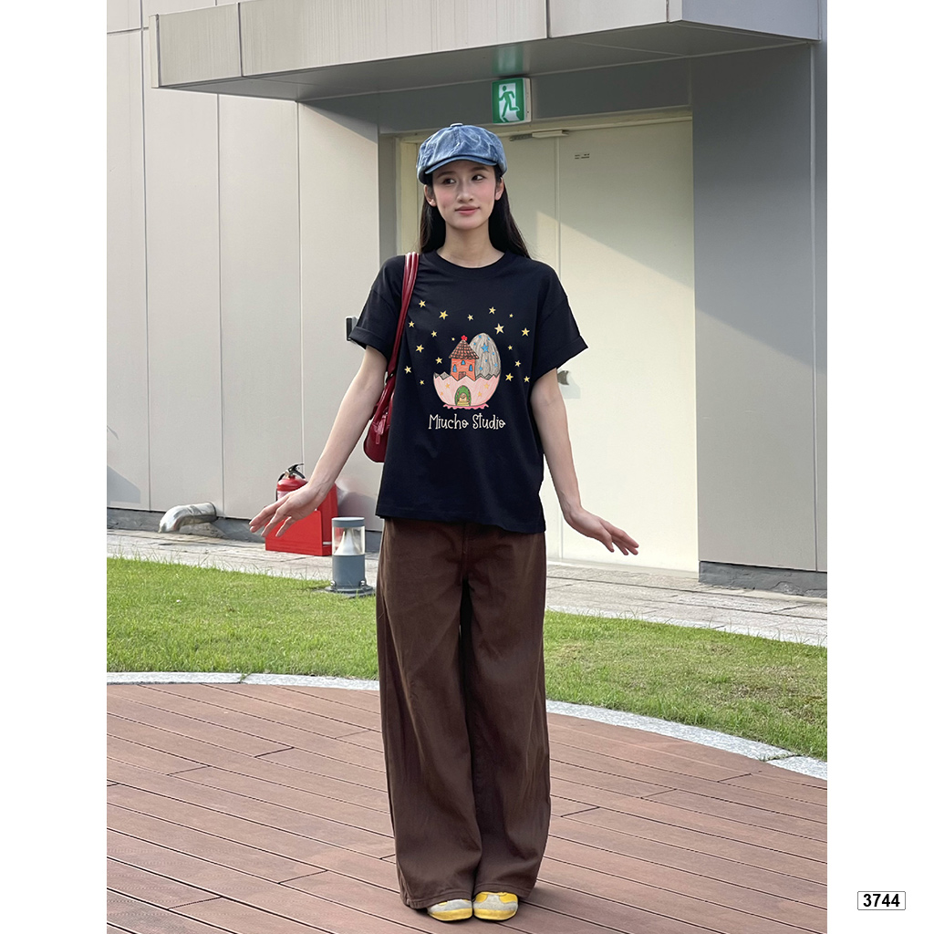 Áo thun nữ form boxy hoạt hình mùa hè Dreamee đáng yêu chất thoáng mát Miucho 3744_thumbnail_3