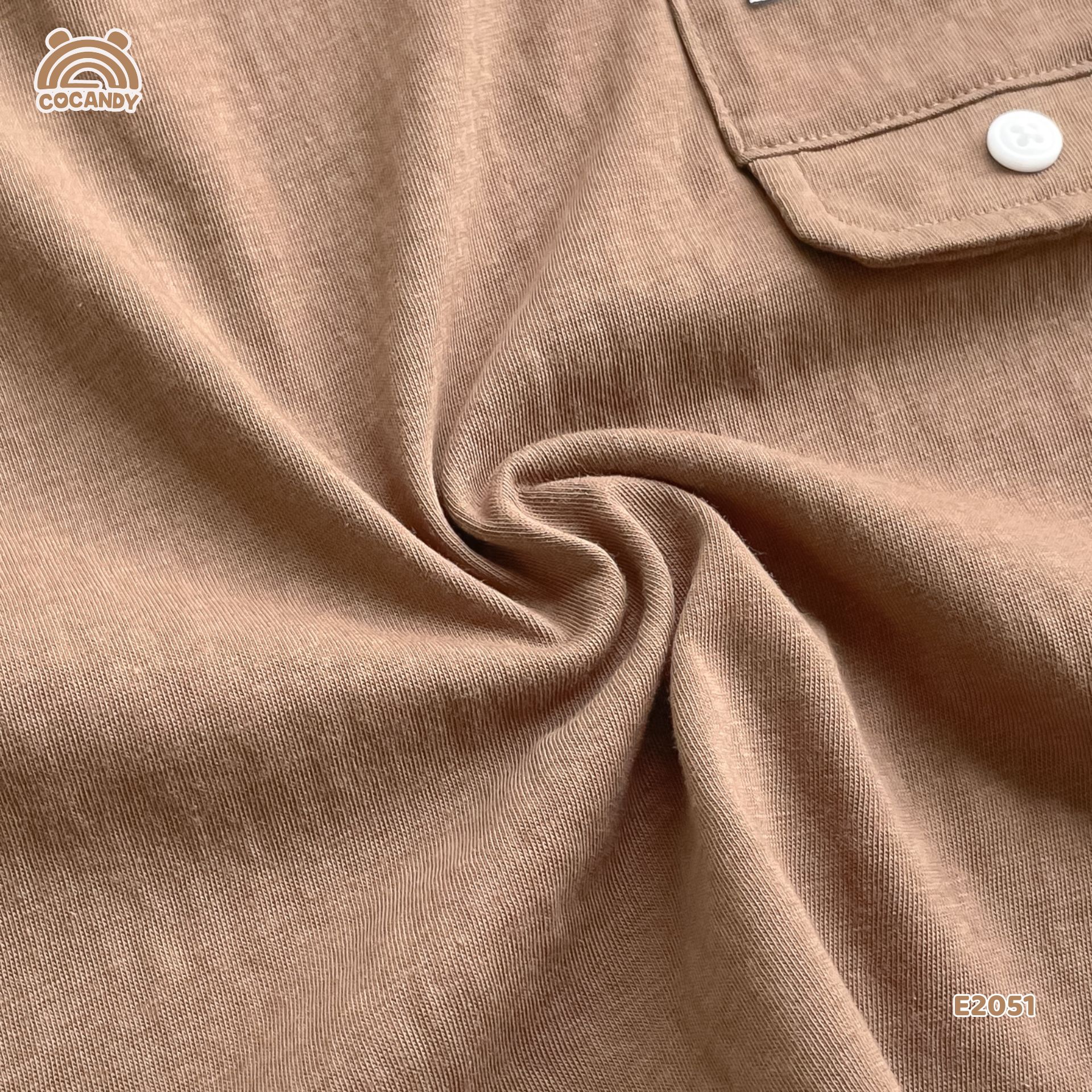 Áo cộc cotton vân mỏng NÂU tay raclan_thumbnail_5