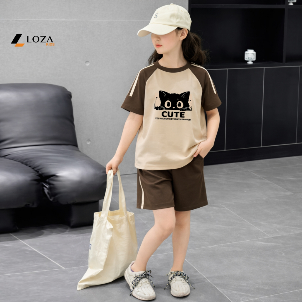 Set bộ phối viền bé gái hình Mèo cute - Loza BF653_thumbnail_3