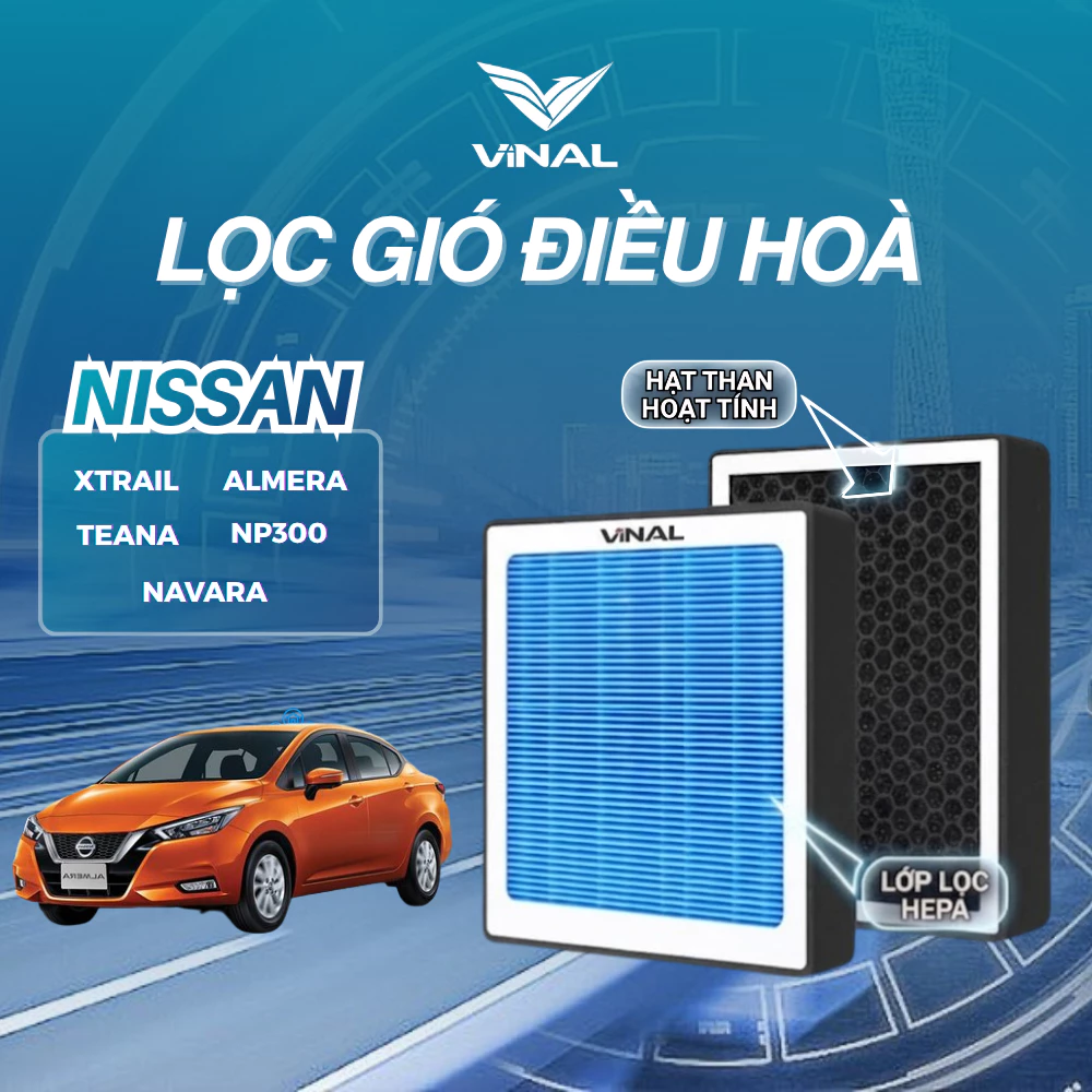 Lọc Gió Điều Hoà Ô Tô NISSAN Xtrail, Almera, Navara, NP300, Teana Màng HEPA Than Hoạt Tính VINAL