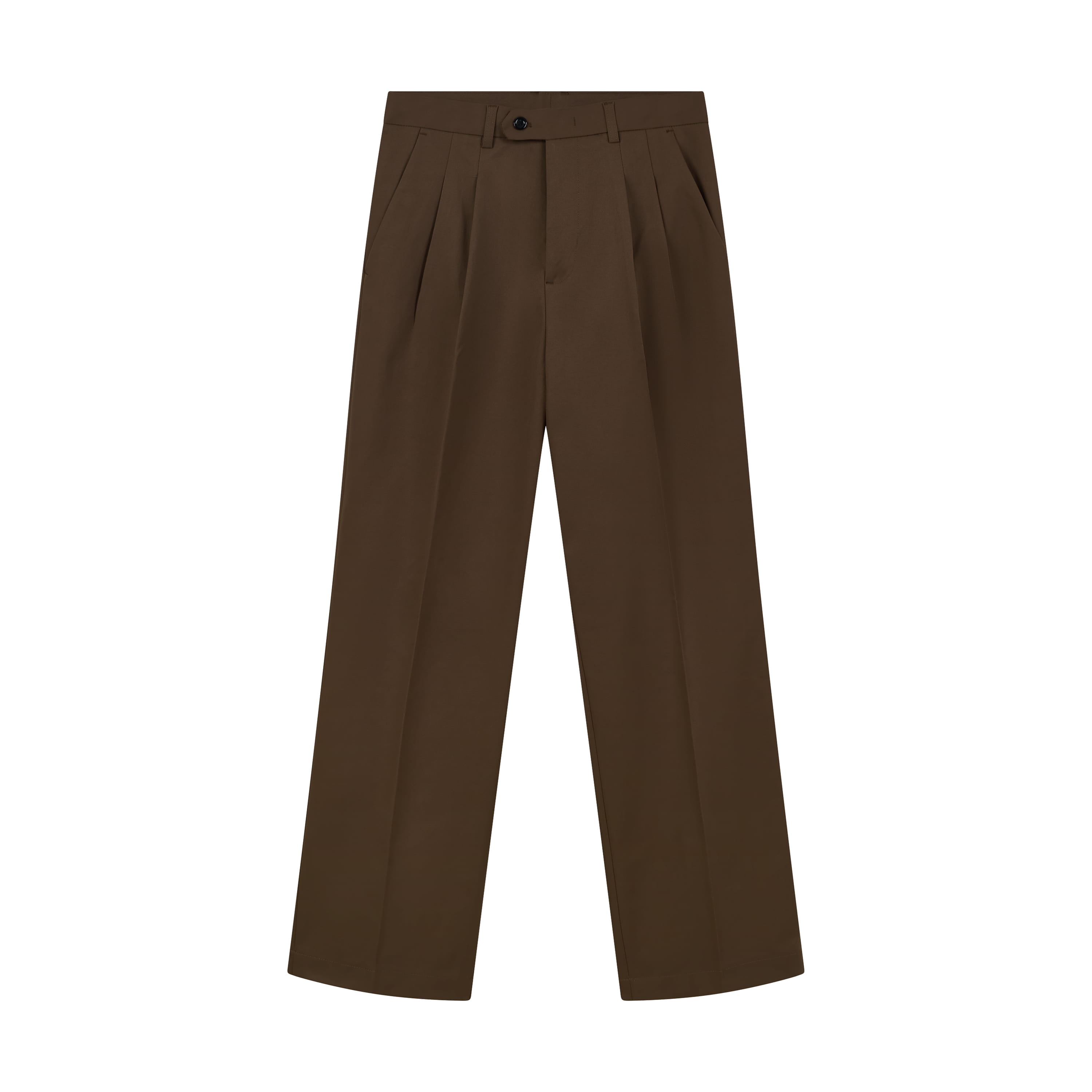 BROWN TWO-TUCK STRAIGHT FIT TROUSER