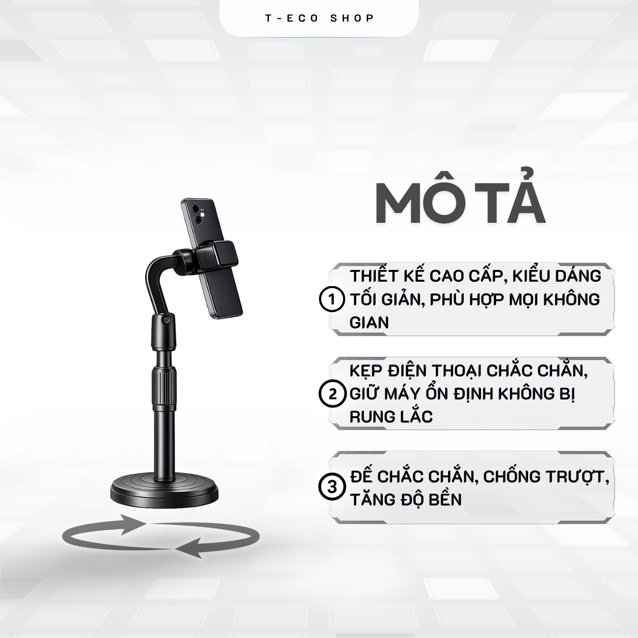 T-ECO SHOP | Giá Đỡ Điện Thoại Để Bàn Chân Đế Điều Chỉnh Góc Độ Chất Liệu ABS_thumbnail_4