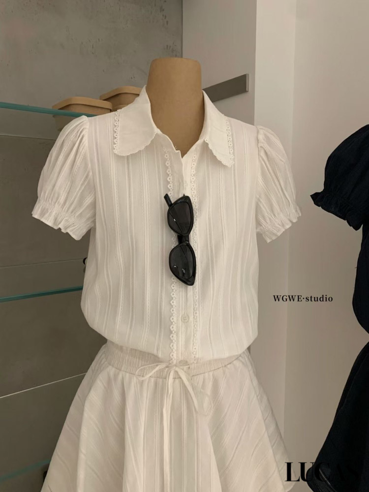 Set áo thô thêu cổ đức cộc tay + chân váy xòe cạp nơ dáng ngắn WGWE_thumbnail_4