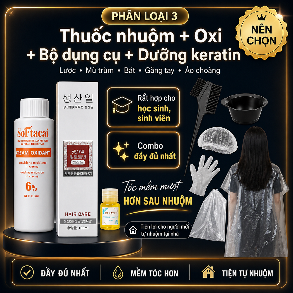 Màu Nhuộm Tóc Màu Than Chì Không Cần Tẩy Lên Từ Nền Đen Tự Nhiên, Tự Nhuộm Tại Nhà (Kèm Oxy Trợ Nhuộm)_thumbnail_11