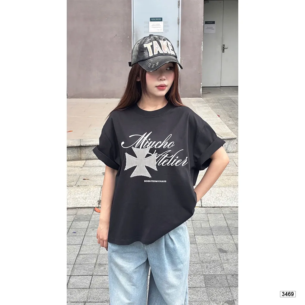 Áo thun boxy nam nữ dày dặn đứng form thiết kế cổ điển Miucho 3469_thumbnail_6