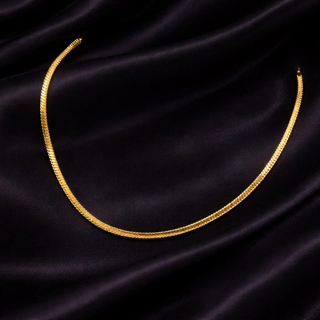 vòng tay dây xích rắn trơn mạ vàng 19cm