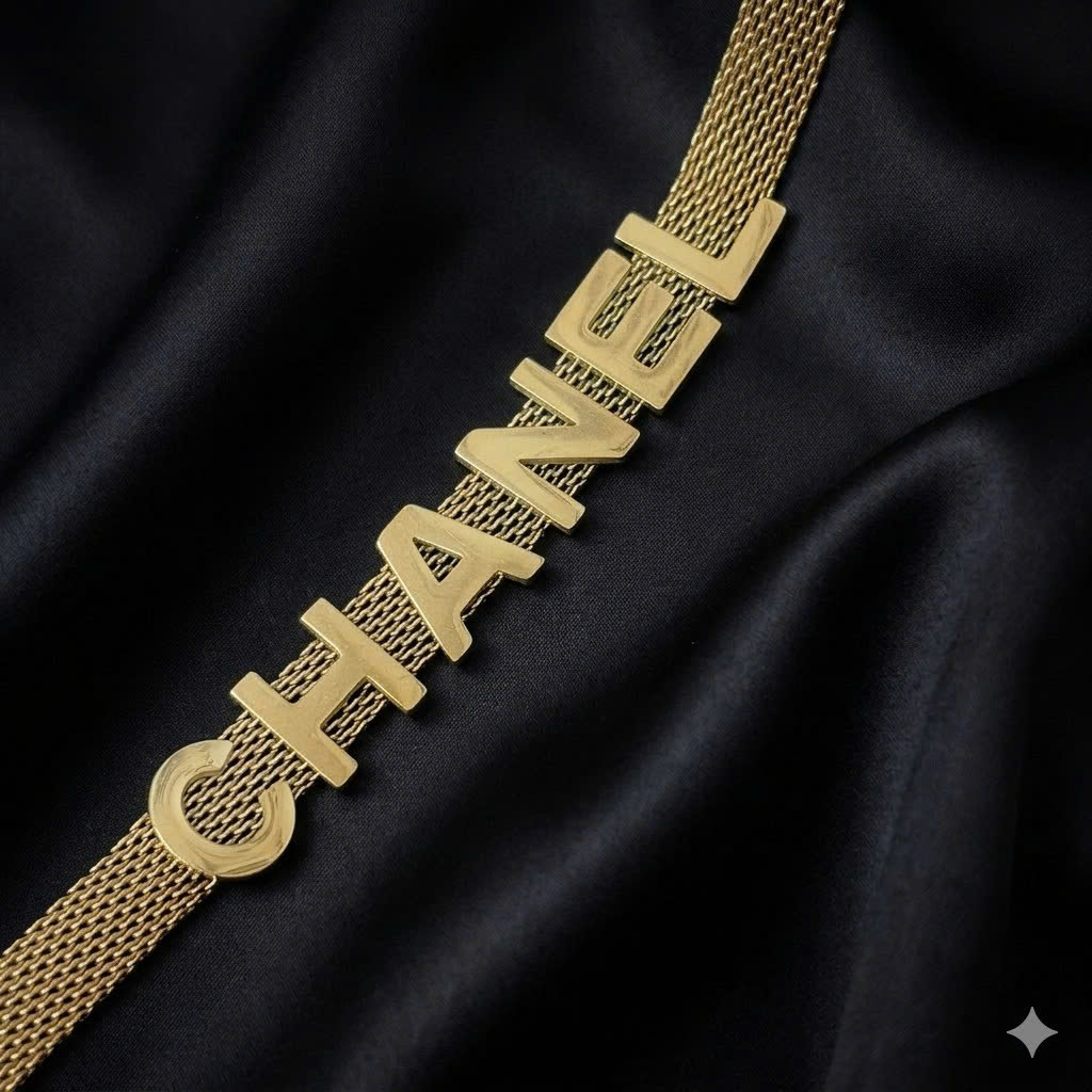 vòng tay titan vàng dải chữ CHANEL_thumbnail_1