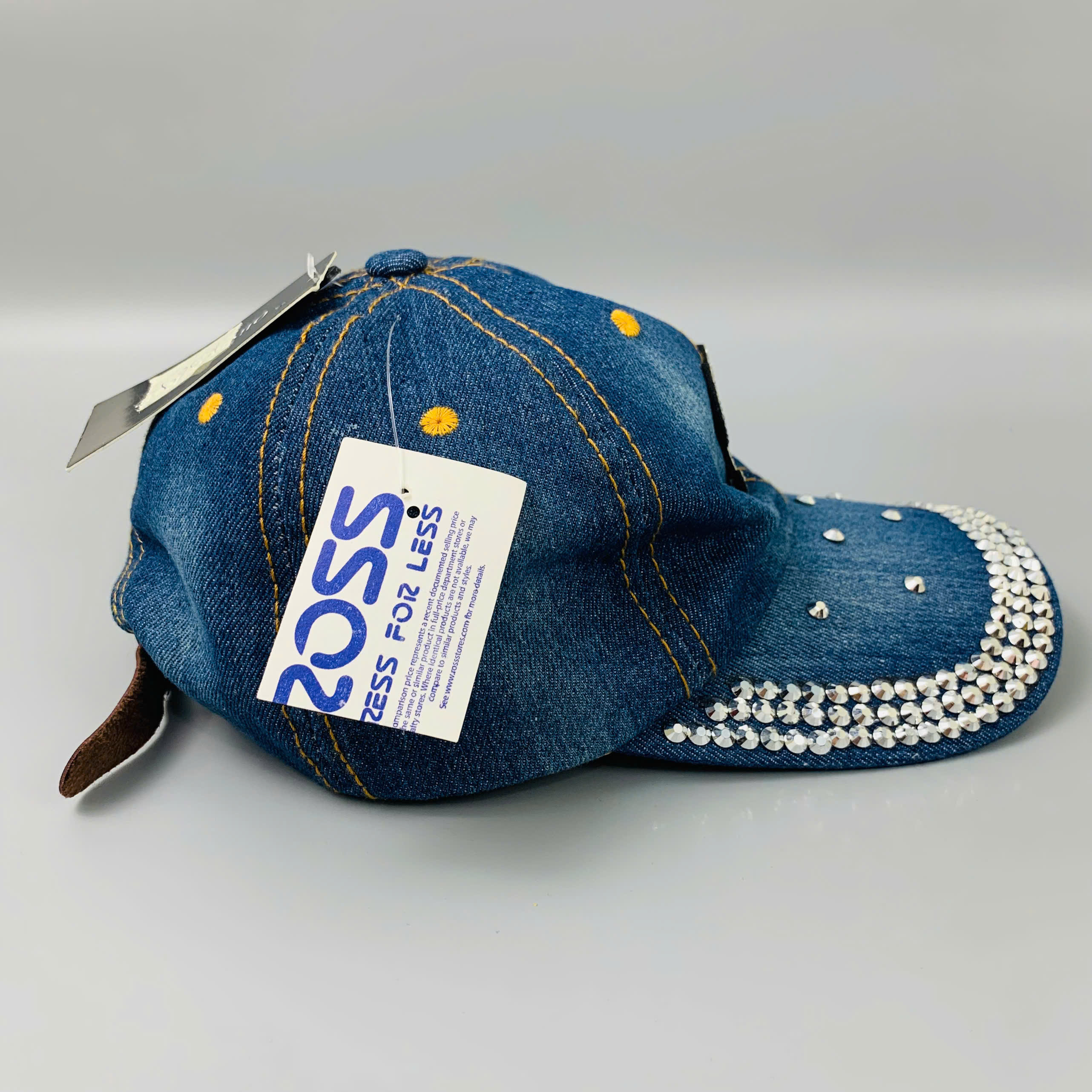 Nón Jean Đính Đá Cao Cấp ROSS – Form Unisex Cá Tính, Khóa Da Điều Chỉnh – One Size