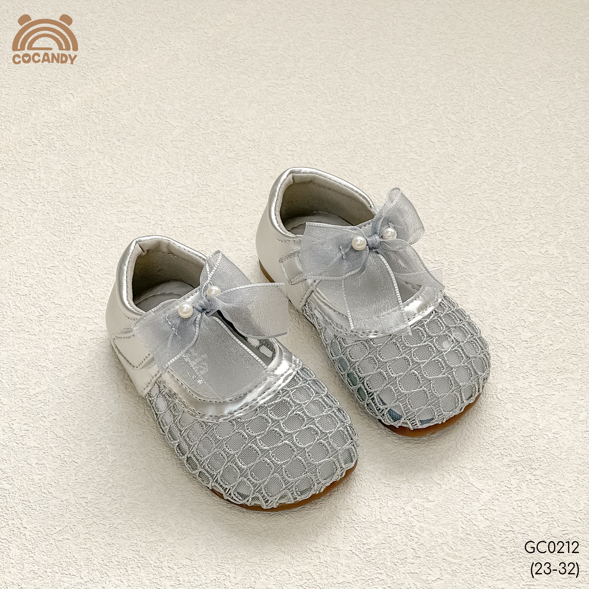 Giày búp bê nhập BẠC lưới nơ MIZZIA