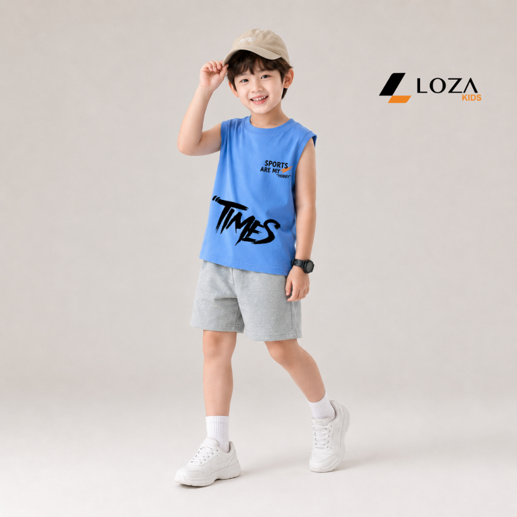 Set bộ ba lỗ cho bé trai chữ 