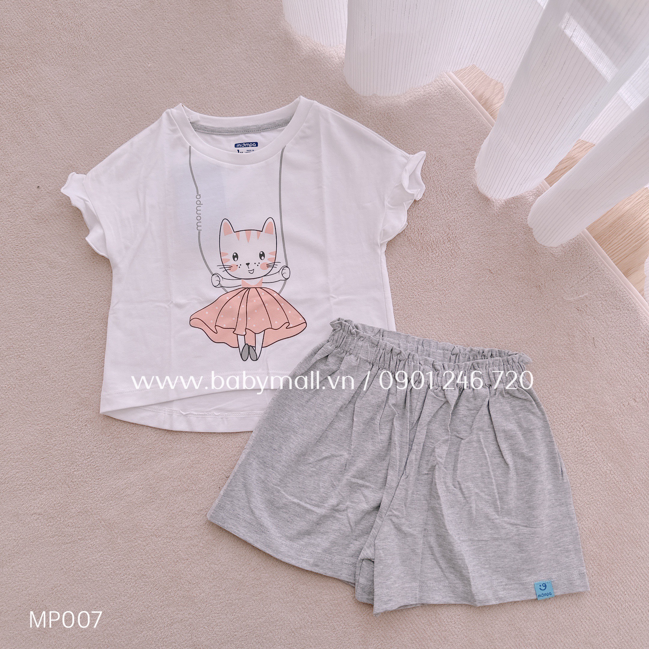 SALE (KO ĐỔI TRẢ)-  Bộ Kids cộc bé gái Mompa_thumbnail_2