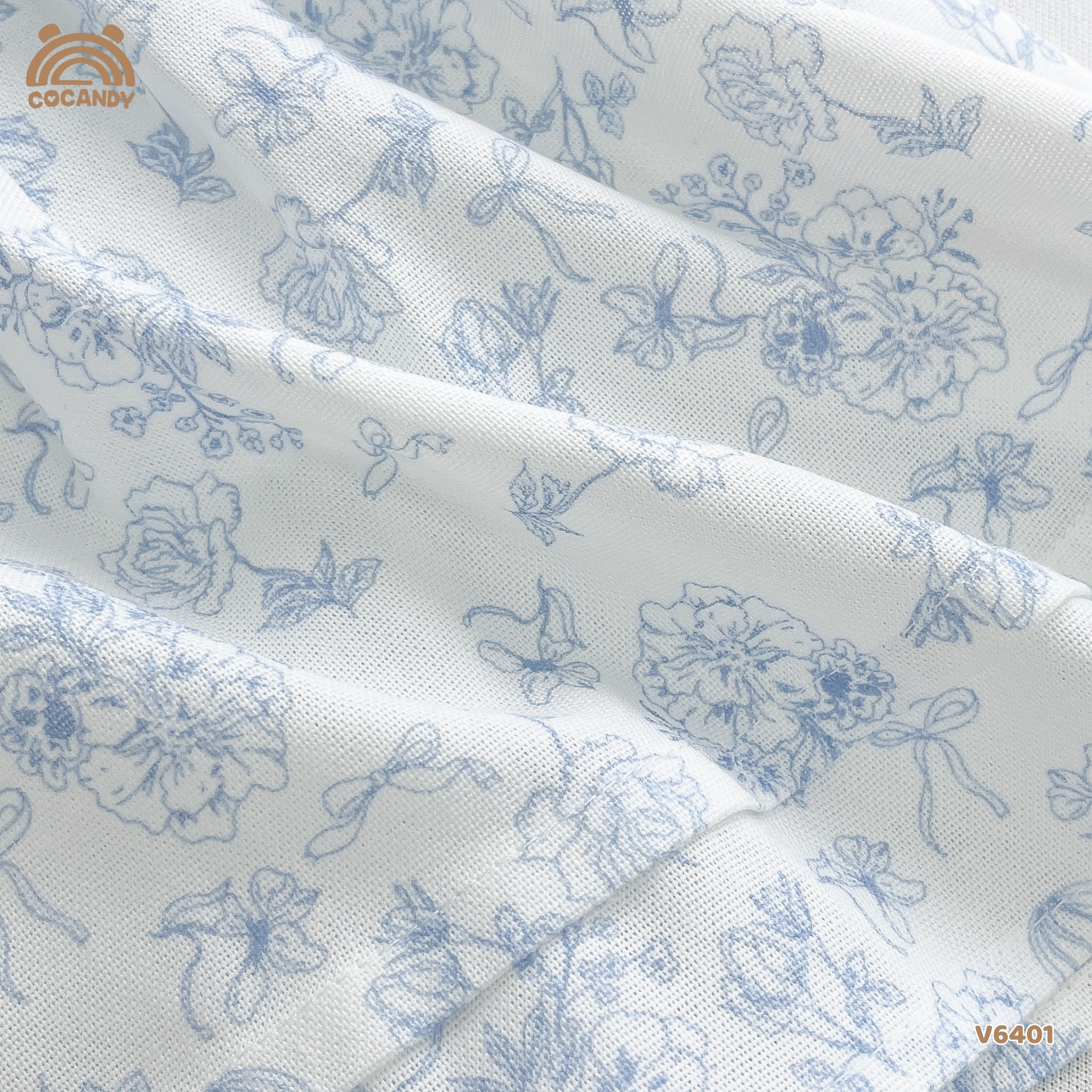 Váy sát nách linen TRẮNG hoa nhí xanh cổ nơ_thumbnail_3