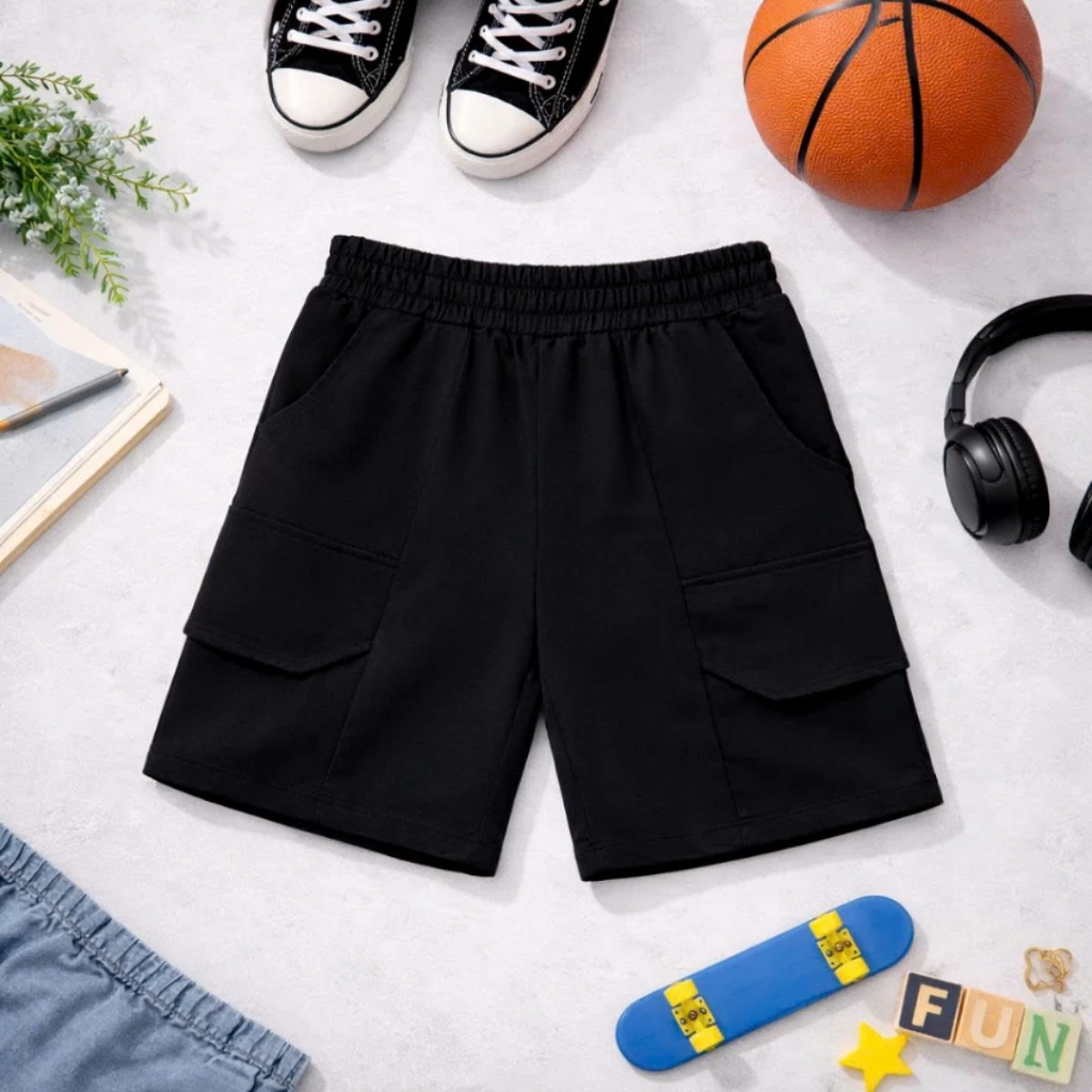 Quần đùi bé trai có nắp túi chất cotton - Quần đùi cho bé cân nặng từ 15-40kg Loza Kids QT7008