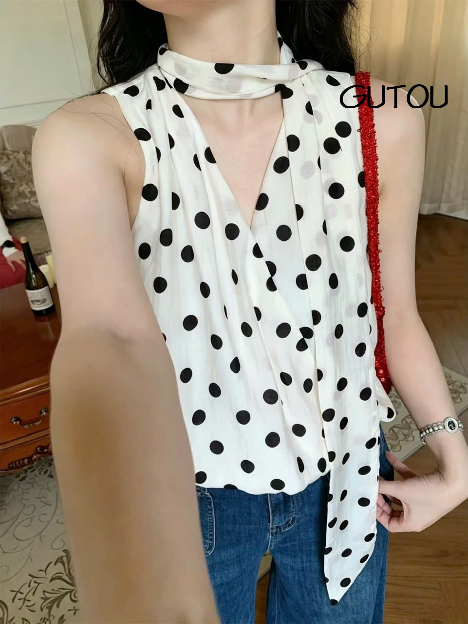[ GUTOU ] Áo Voan Sát Nách Phối Dây Cổ Muse_thumbnail_6