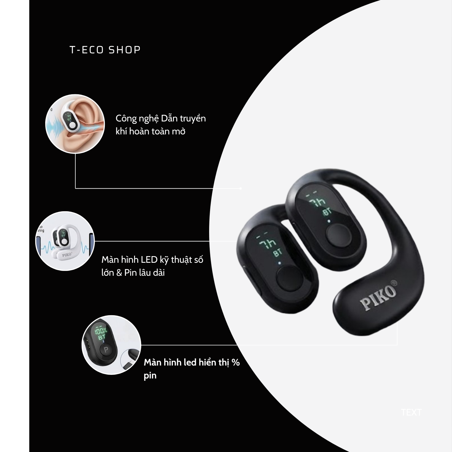 T-ECO SHOP | Tai Nghe Bluetooth Không Dây PIKO T13, Kết Nối Ổn Định, Thiết Kế Nhỏ Gọn._thumbnail_4
