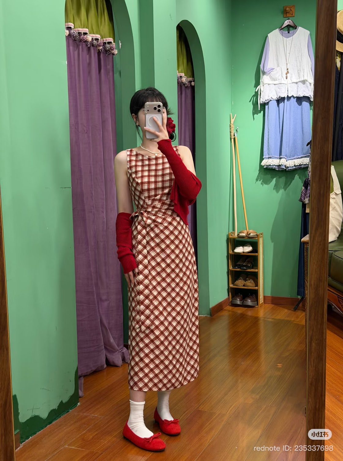 Lucas - Set váy zile caro xoắn lệch ở eo + áo cardigan_thumbnail_3
