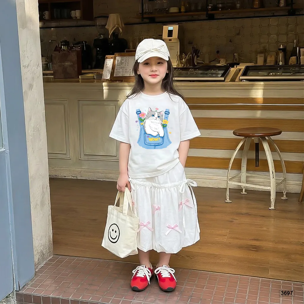 Áo thun bé gái chất mềm mại thoáng mát Mèo con đáng yêu Kado 3697_thumbnail_4